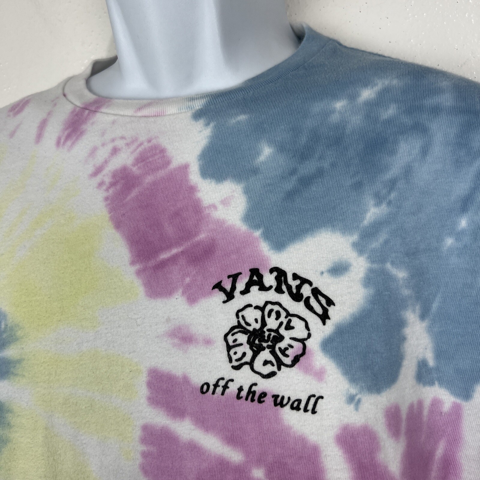 Vans Long Sleeve Shirt Men Small Pastel TieDye Graphic Off The Wall Pullover Tee