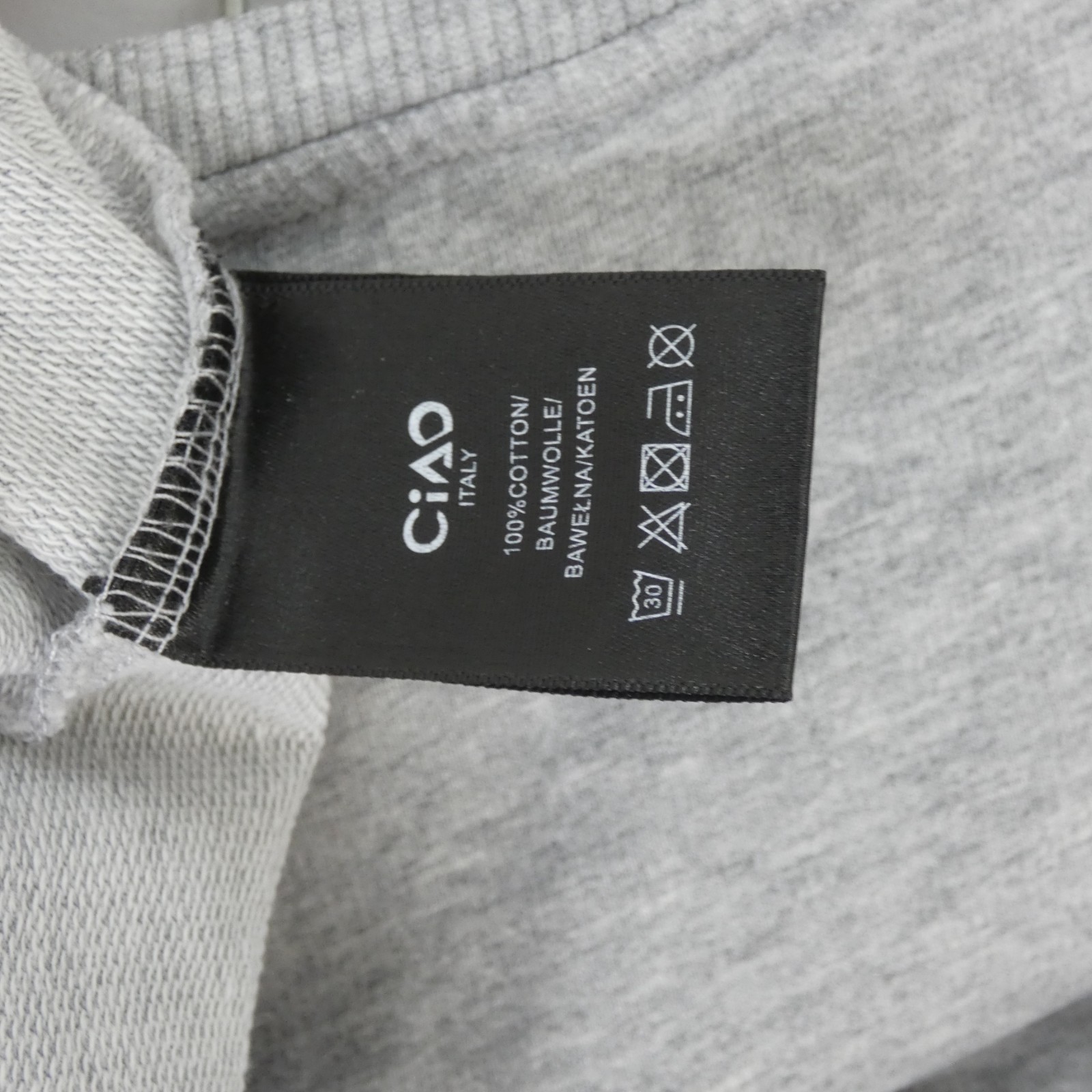 Ciao Italy Loopback Sweatshirt T Shirt Grey Short Sleeve Cotton Size S Minimalis