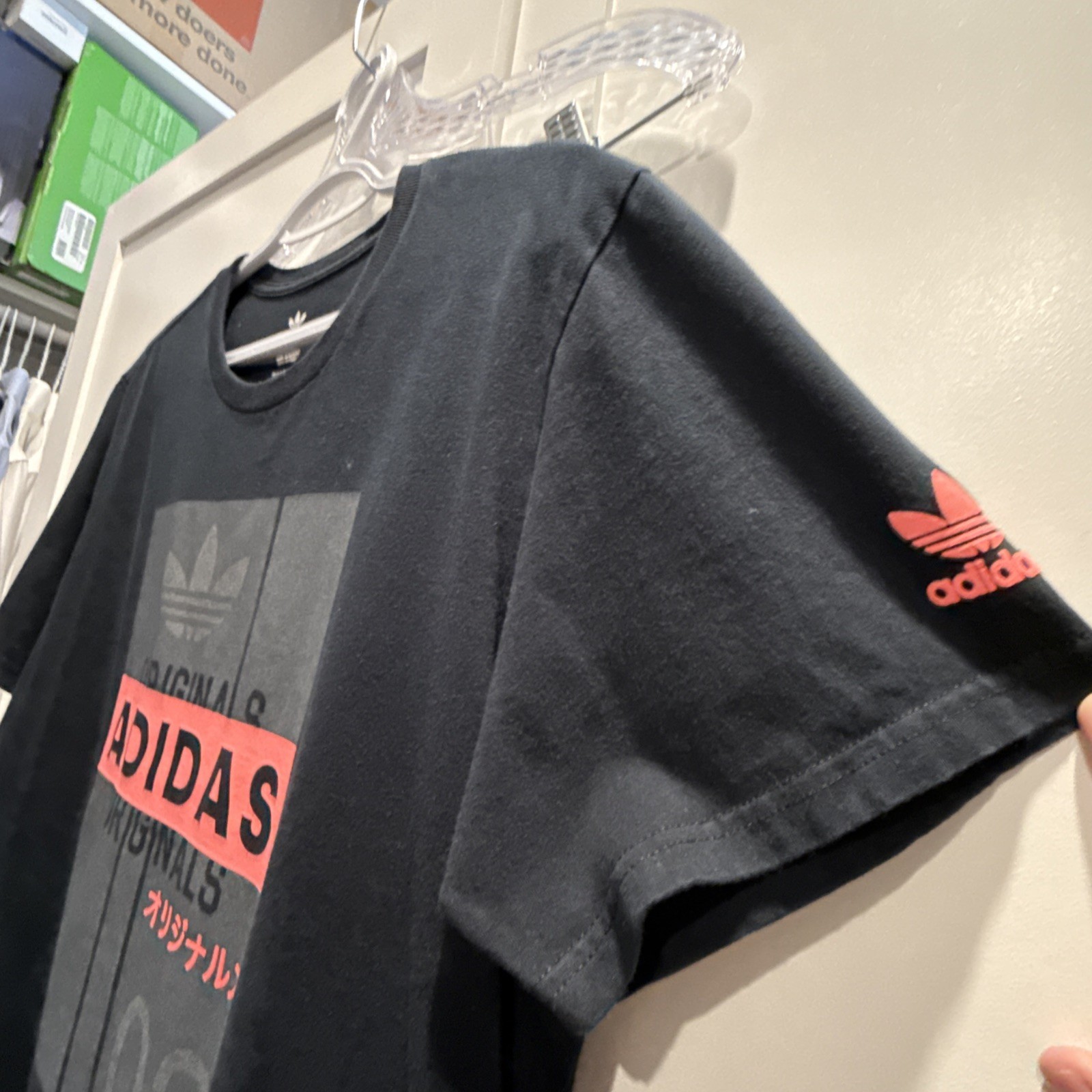 Mens ADIDAS Originals Black Logo Graphic Print Tee T Shirt Sz M