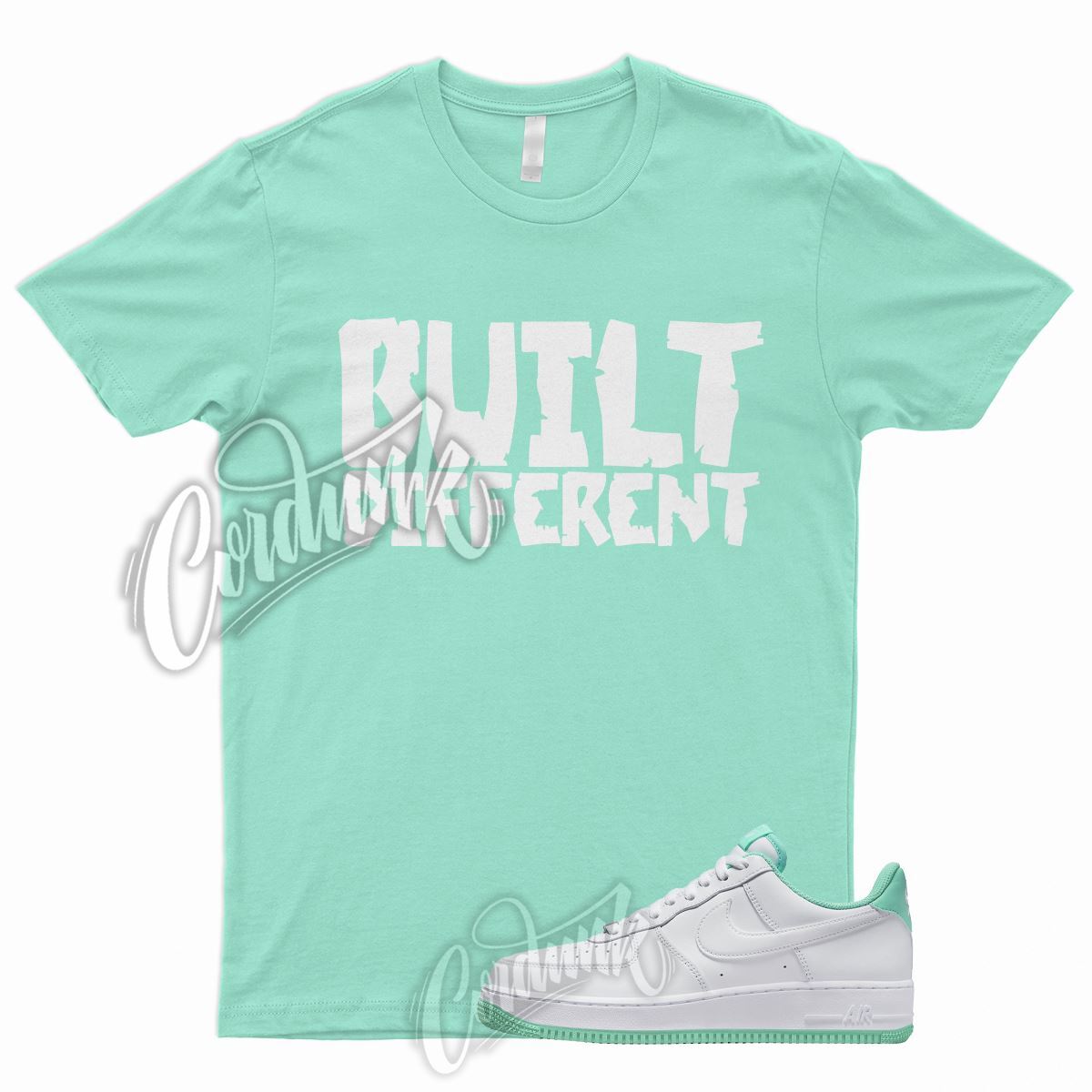 BUILT T Shirt for N Air Force 1 Low White Mint Foam Mystic Navy Mid Green 90