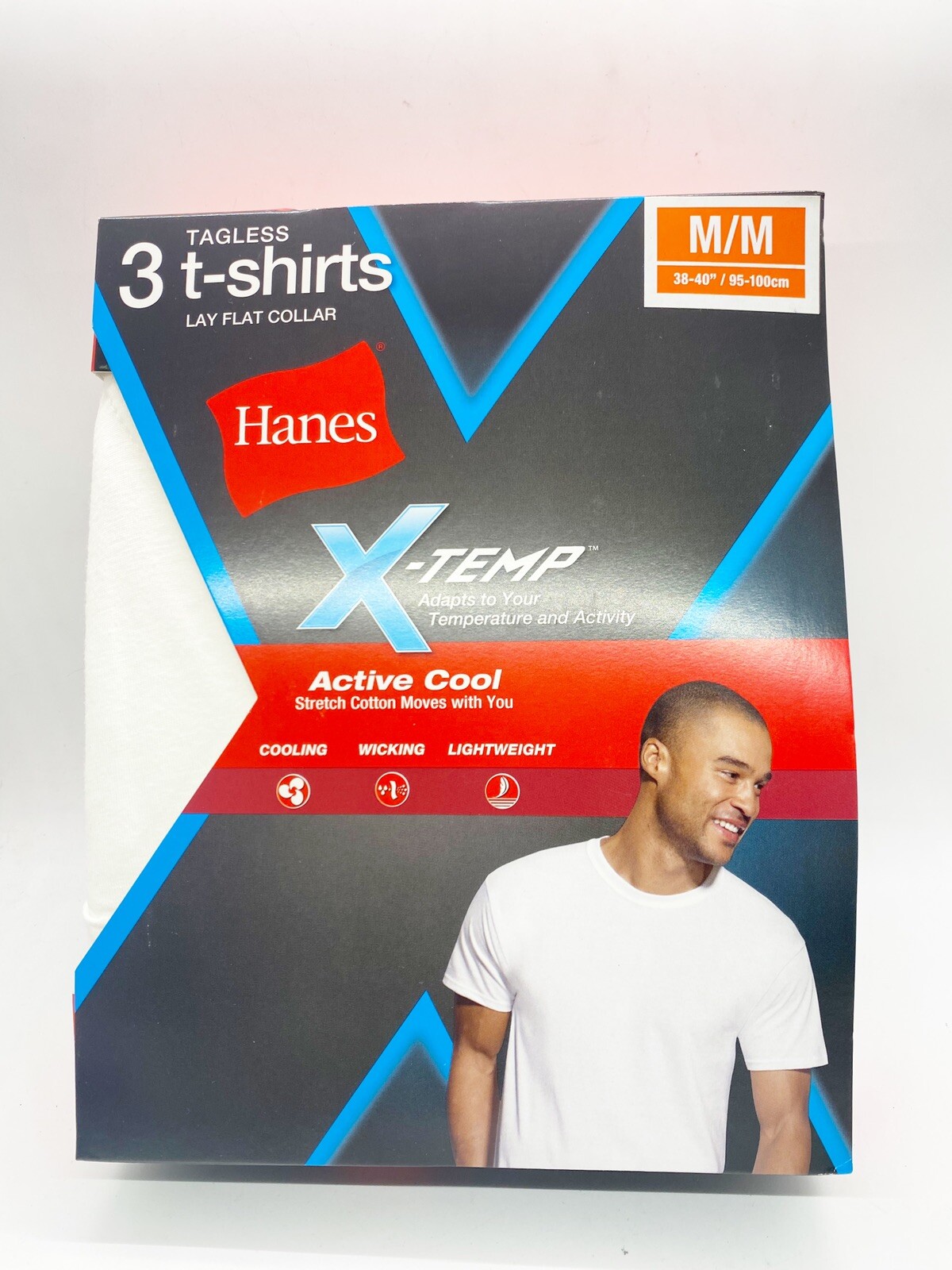 Hanes X-Temp Tagless Lay Front Collar T Shirts White Size Mens Medium (3 Pack)