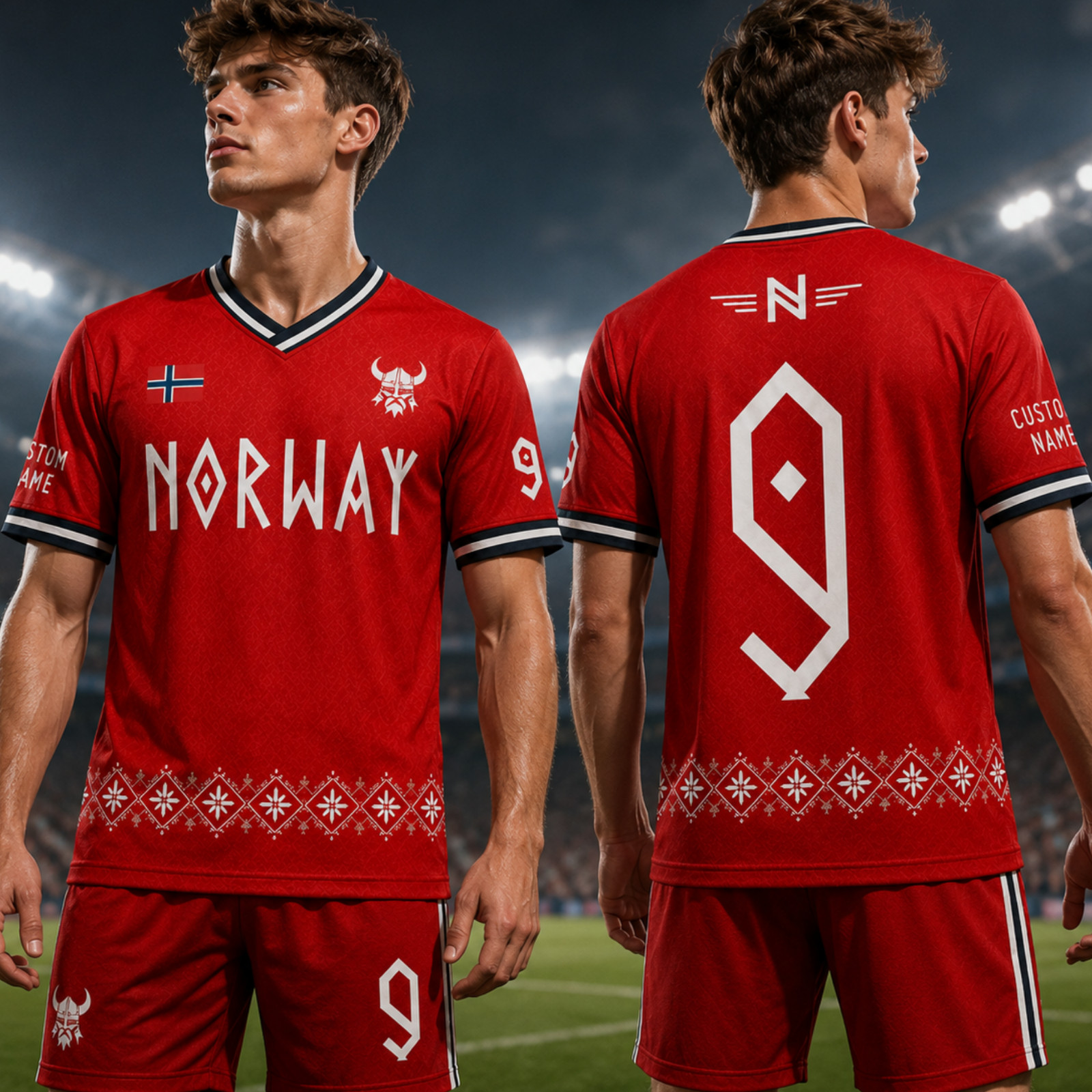 Red Norway Viking Soccer Jersey Custom Name Number Norwegian Shirt (S-5XL)