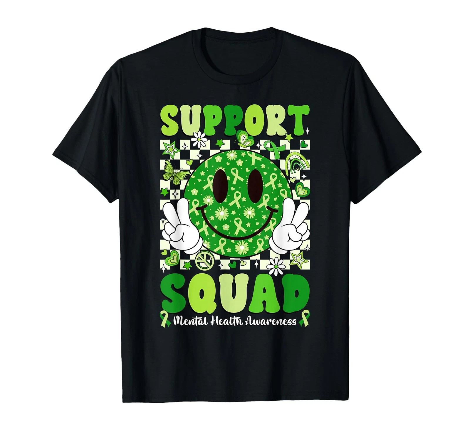 Support Squad Mental Health Matters Awareness Green Ribbon T-Shirt