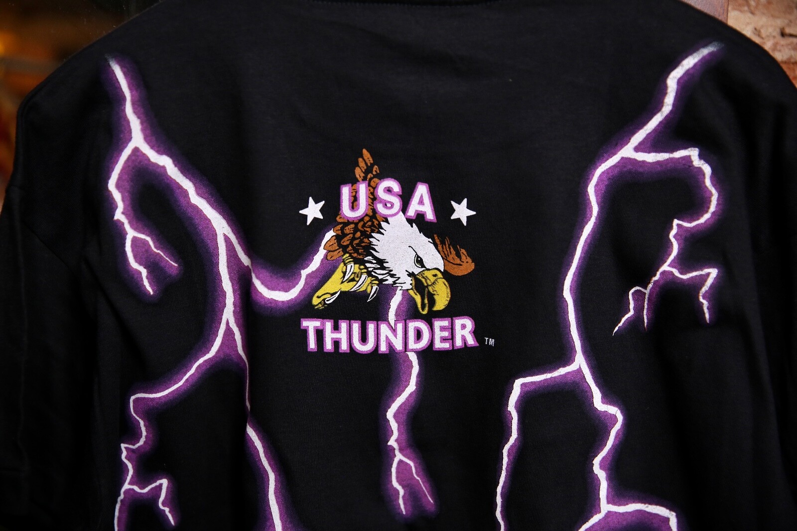 Vintage American Thunder Wizard lightning skull 90s shirt Logo mens L Deadstock