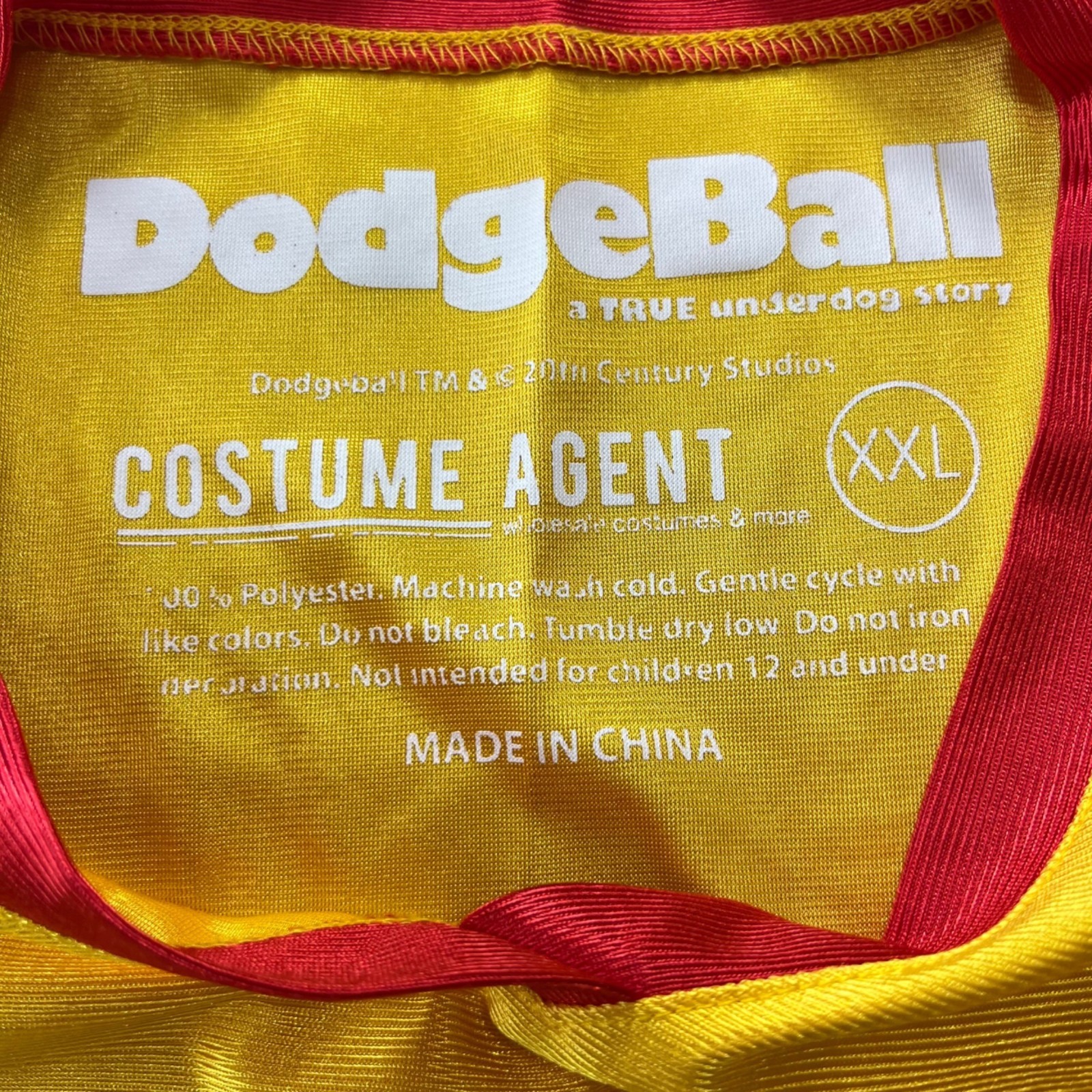Dodgeball Average Joes Yellow & Red Costume T-Shirt XXL Official Licensed Design