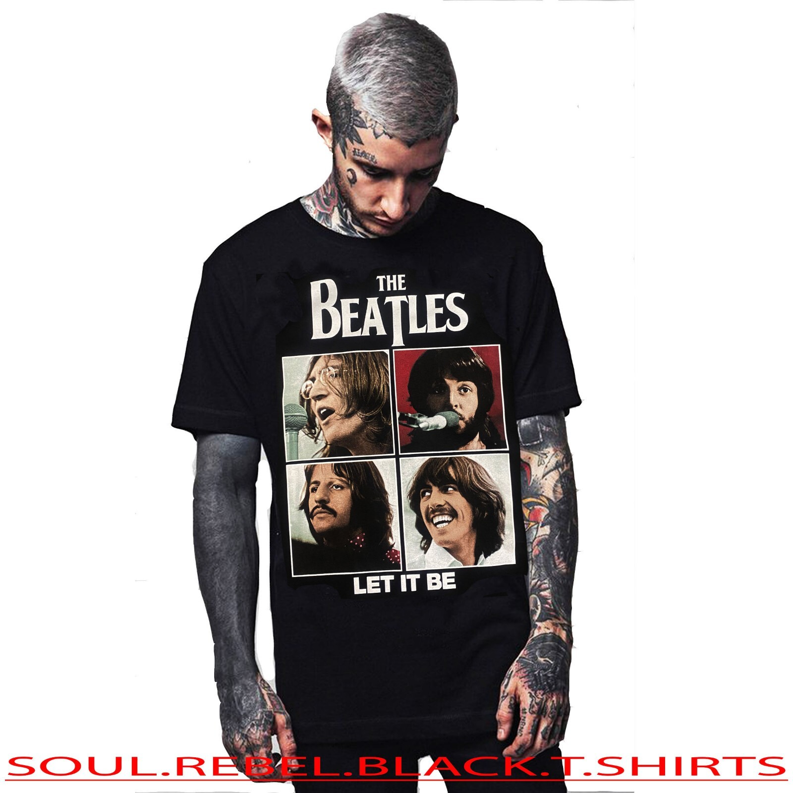 THE BEATLES CLASSIC ROCK BLACK T SHIRTS MEN’S SIZES