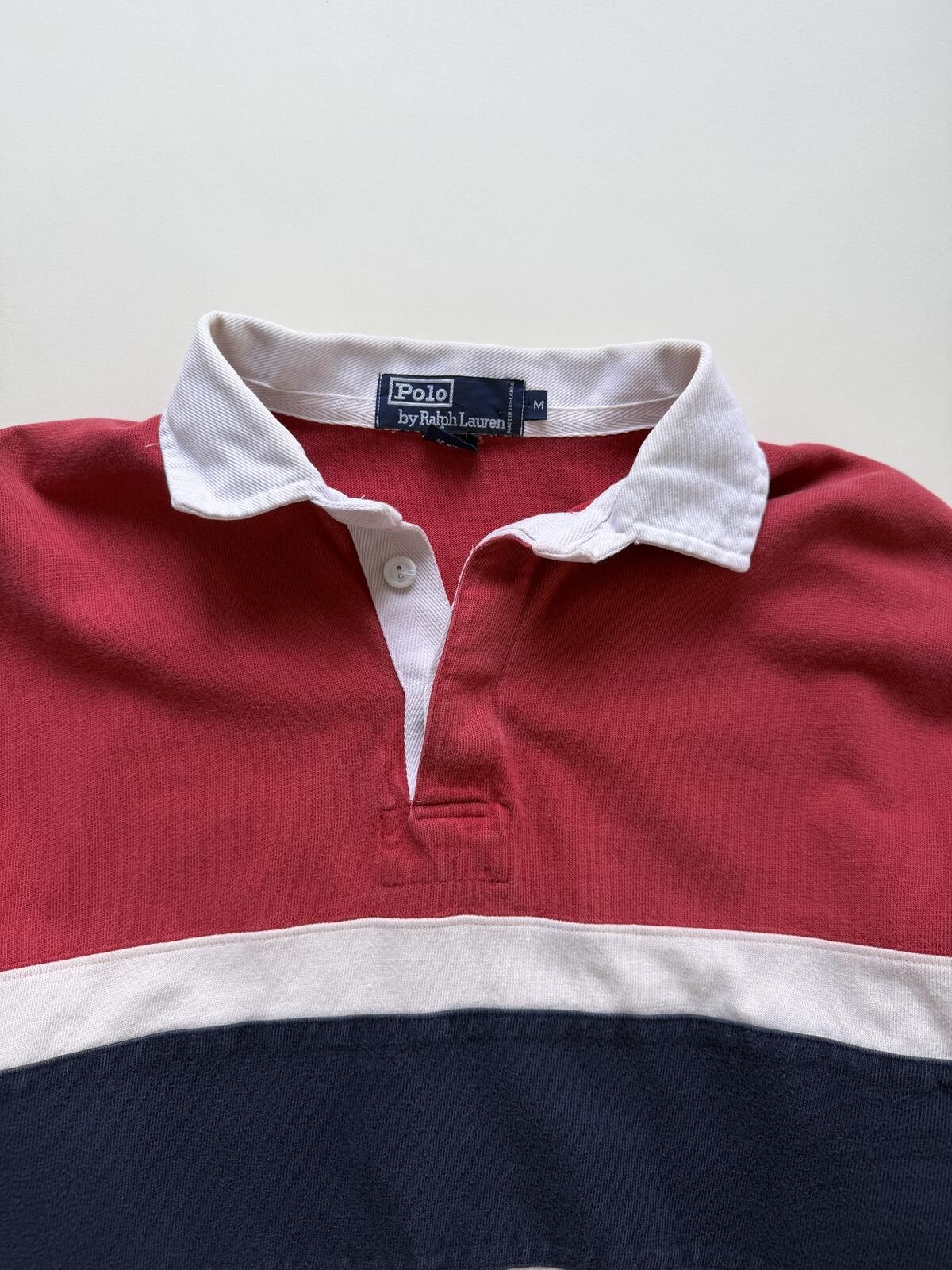 Vintage Polo Ralph Lauren rugby Red Blue White Long sleeve shirt