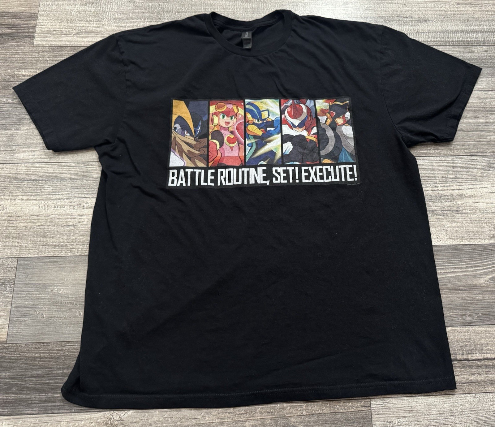 Mega Man Battle Routine Shirt Mens 2XL Video Game Tee Capcom Black Short Sleeve