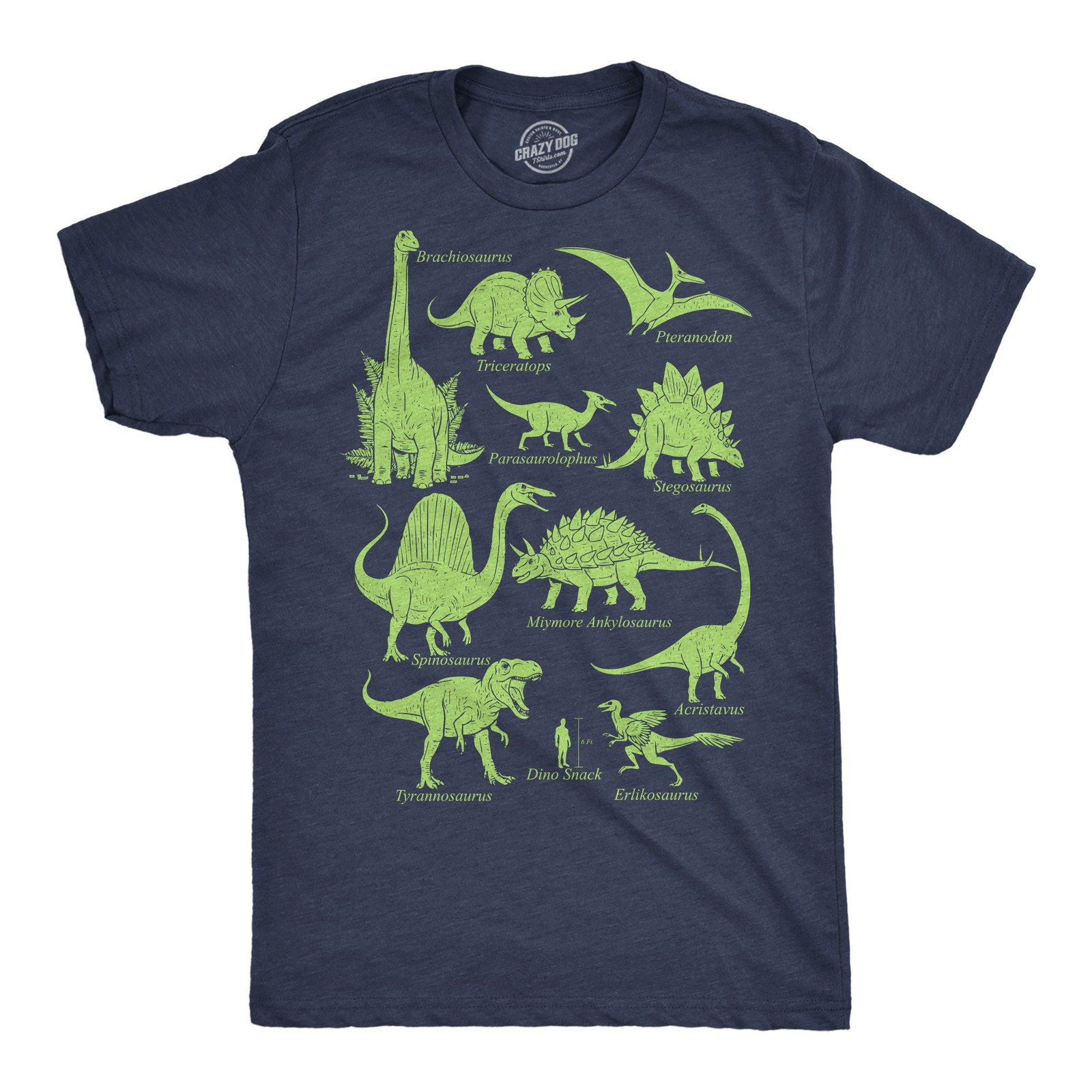 Mens Funny T Shirts Dinosaurs And Human Dino Snack Sarcastic Graphic Novelty Tee