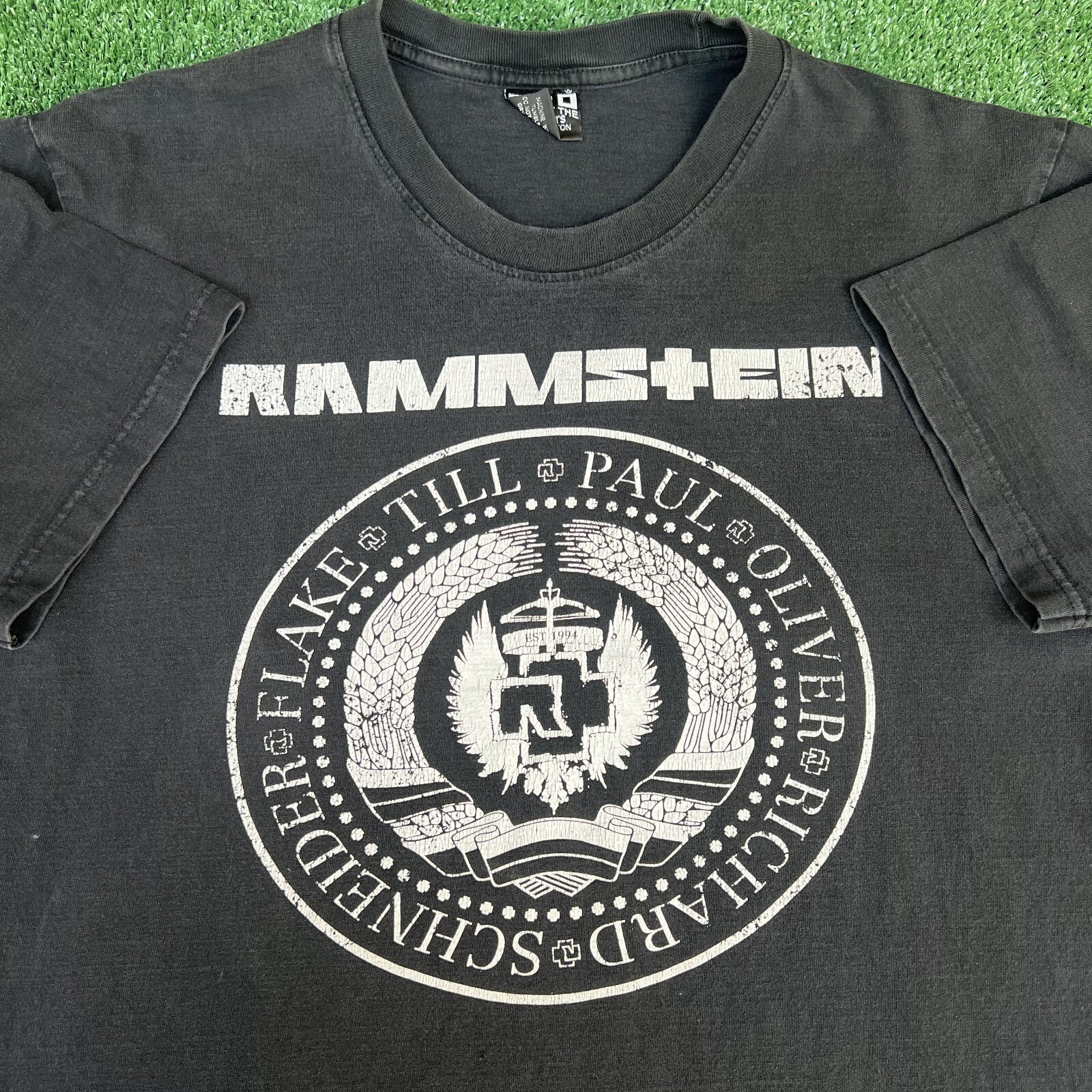VTG Rammstein T-Shirt Mens Large Faded Black German Metal Band Members 90s Y2K