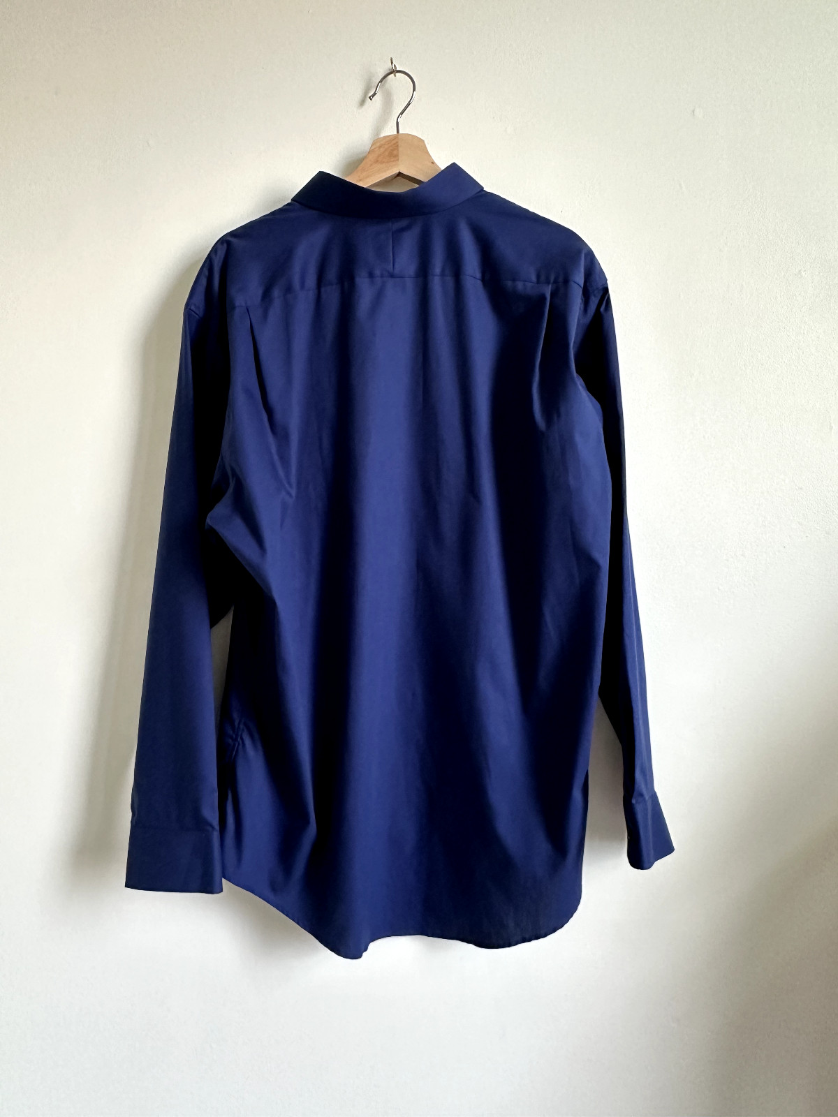 Nordstrom Mens cotton non iron trim fit short sleeve shirt in navy 17.5 34-35
