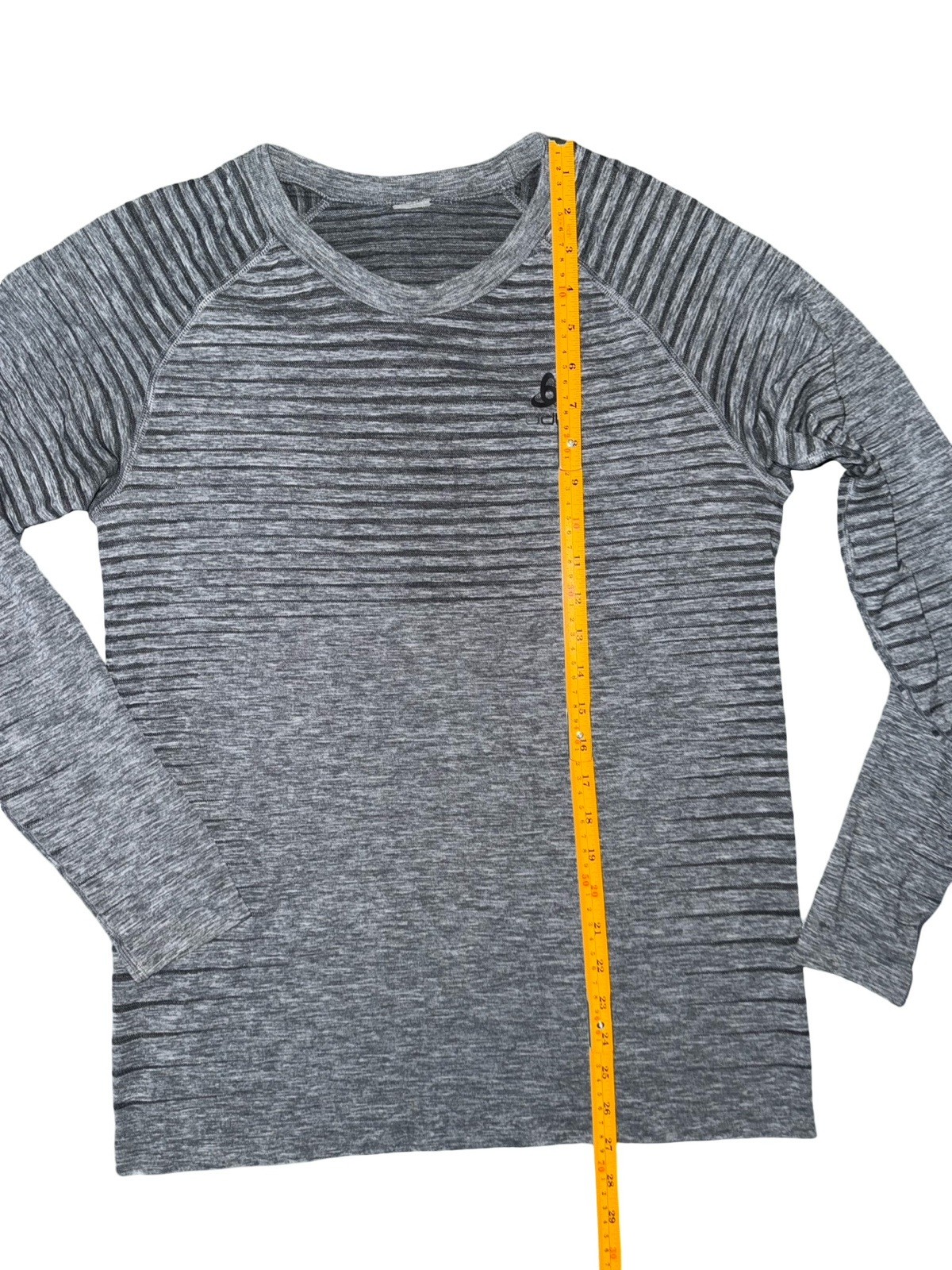 ODLO Base Layer Top Performance Light Fitted Long Sleeve Striped Gray Men’s sz L