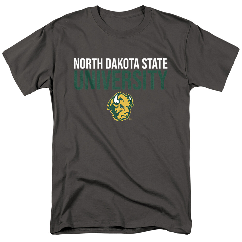 North Dakota State University Adult T-Shirt Stacked, Charcoal, S-5XL