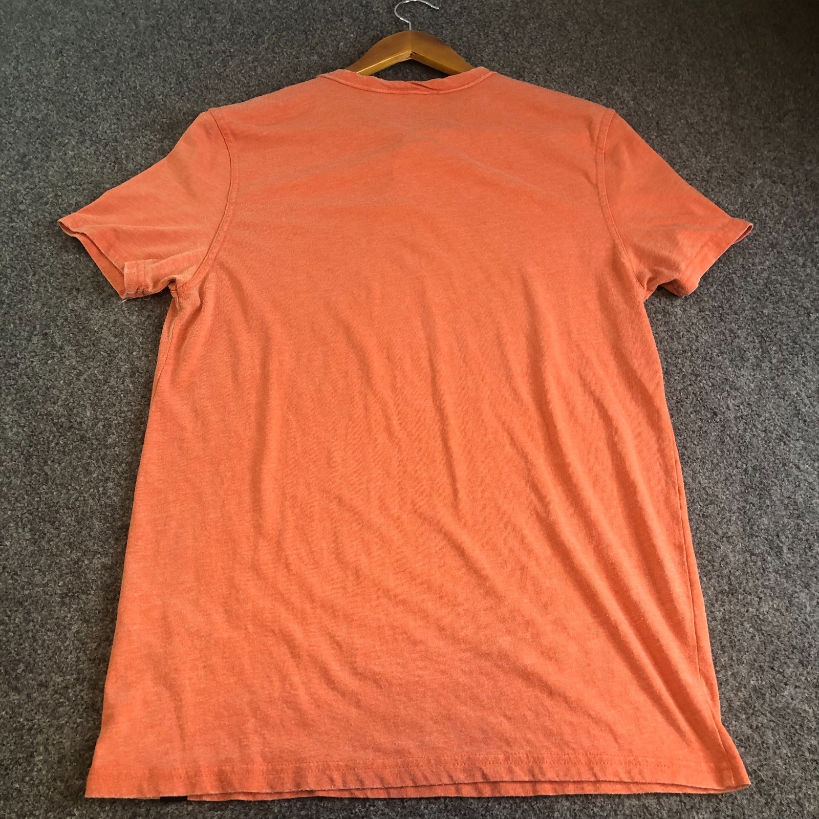 Lucky Brand Venice Burnout Shirt Mens Medium Peach Salmon Henley Short Sleeve