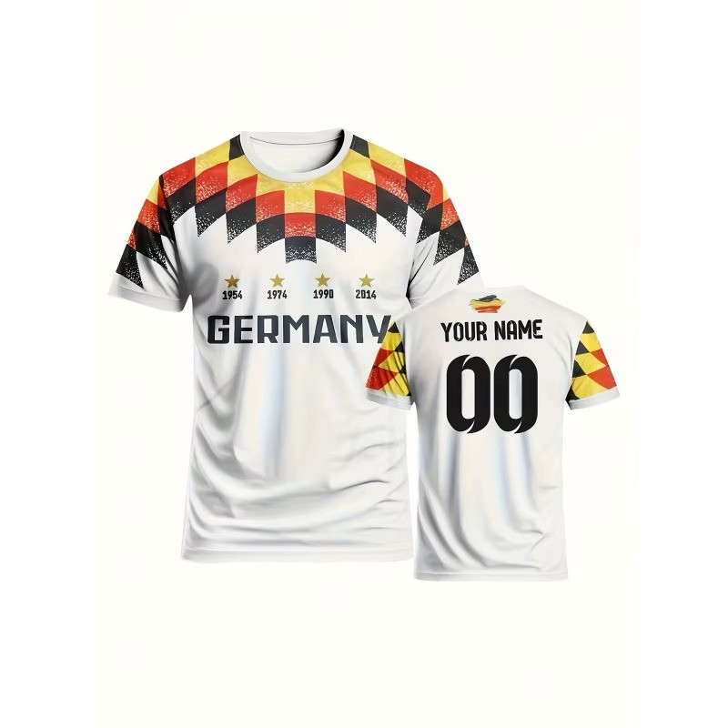 Germany Mens Football T-Shirt V Neck 3D Print Summer Jersey Custom