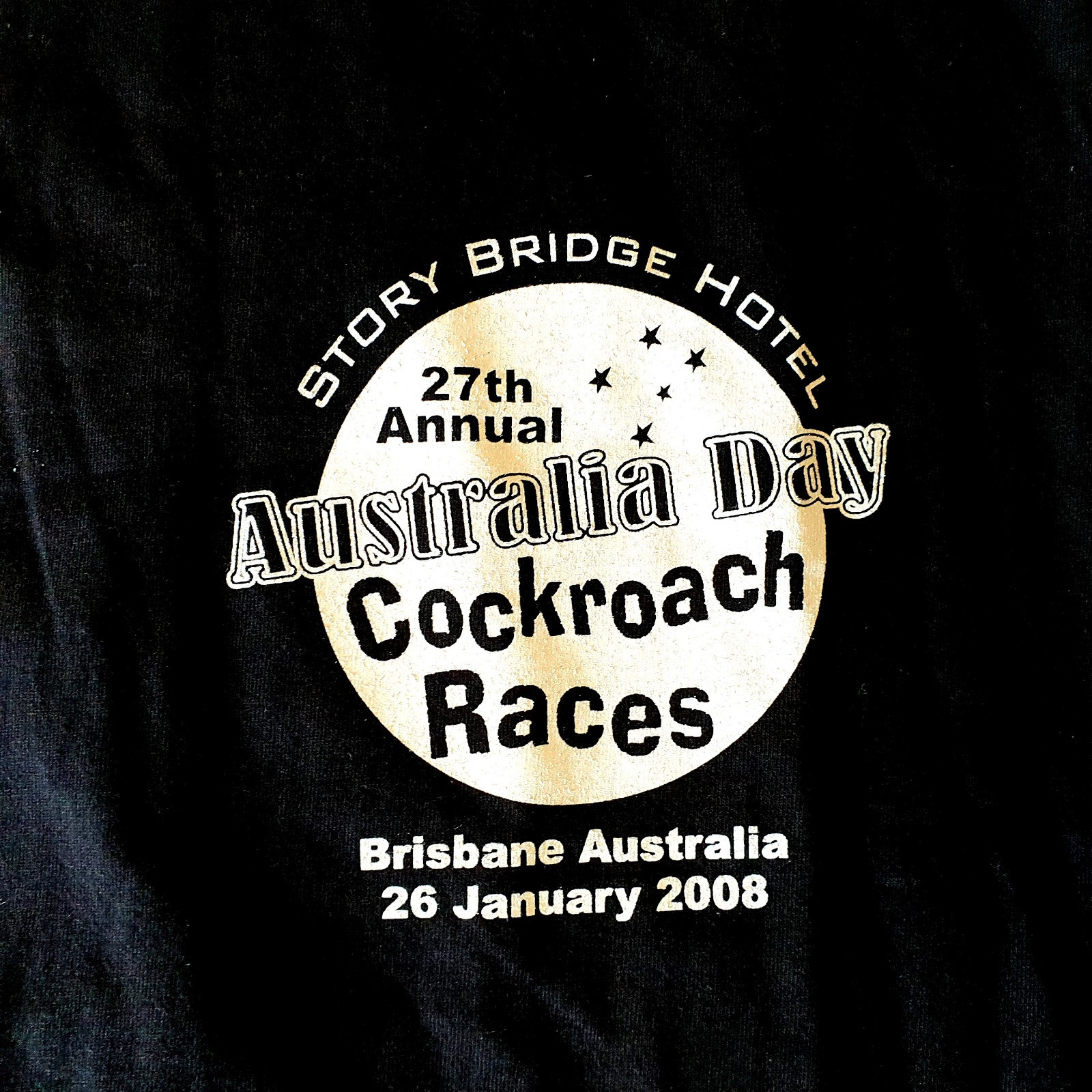 Story Bridge Hotel 27th Annual Cockroach Races Men’s L Tshirt Aus Day 2008 Gift