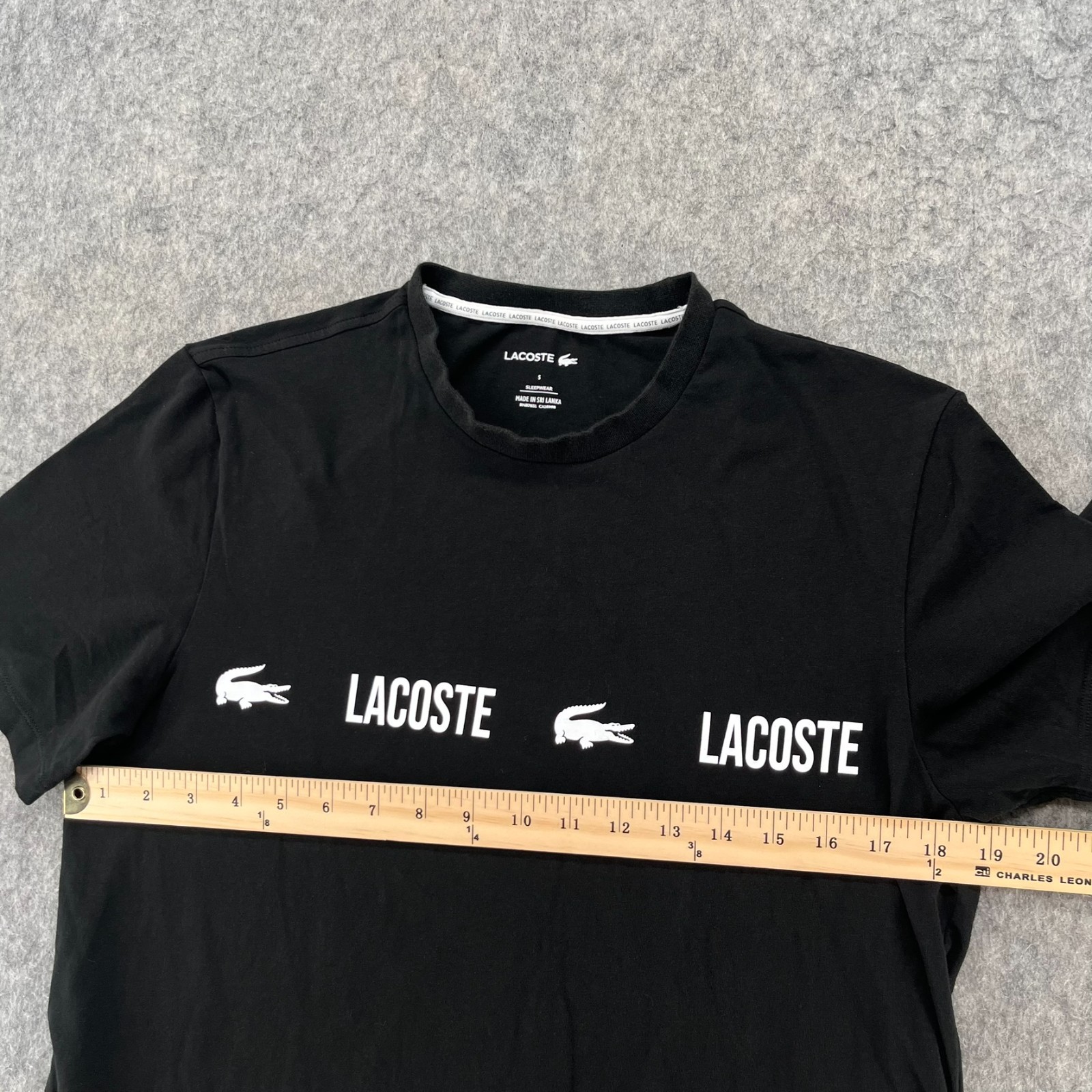 Lacoste Mens Logo T Shirt Black Graphic Size S