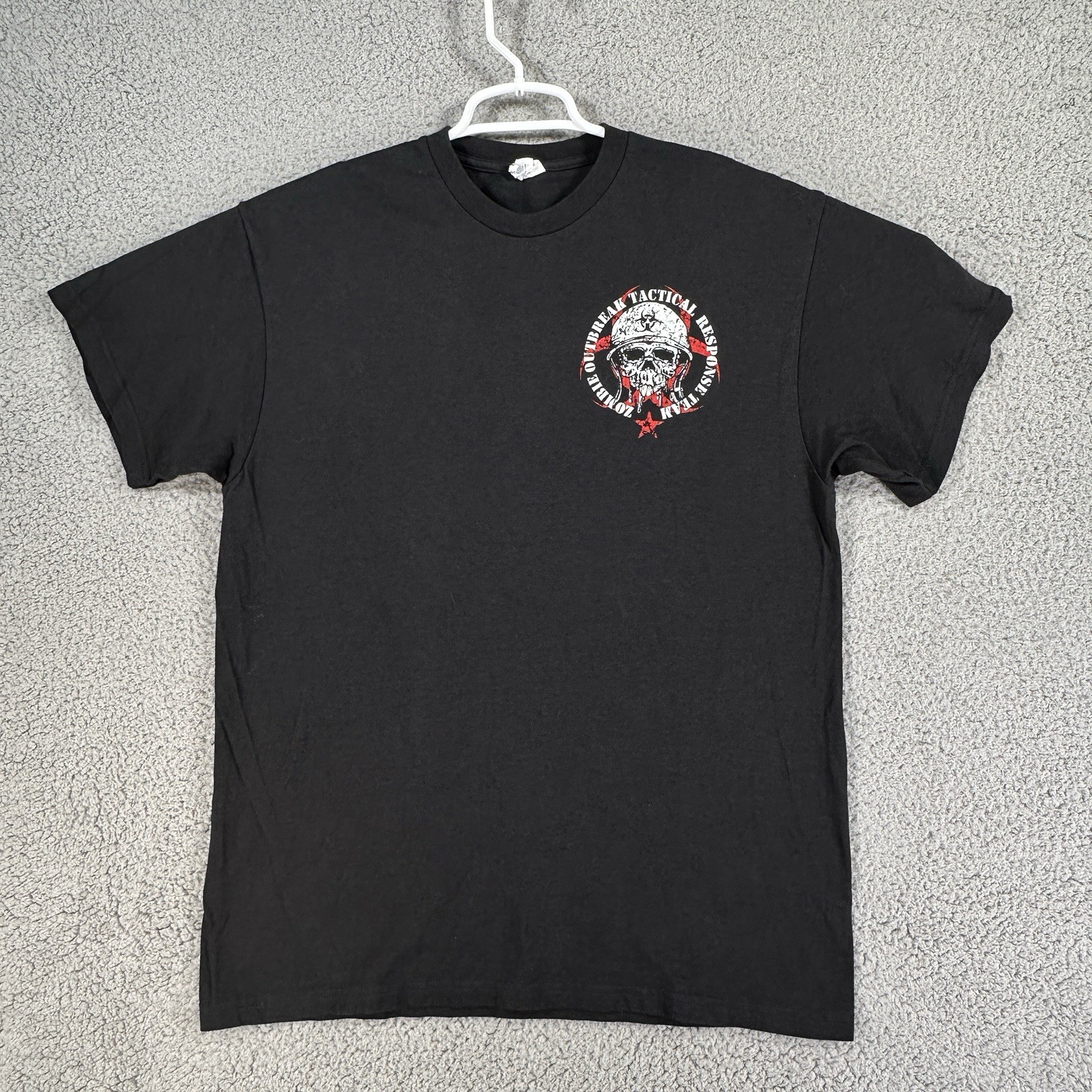 Zombie Outbreak Tactical Response Black T-Shirt Size L Graphic Tee