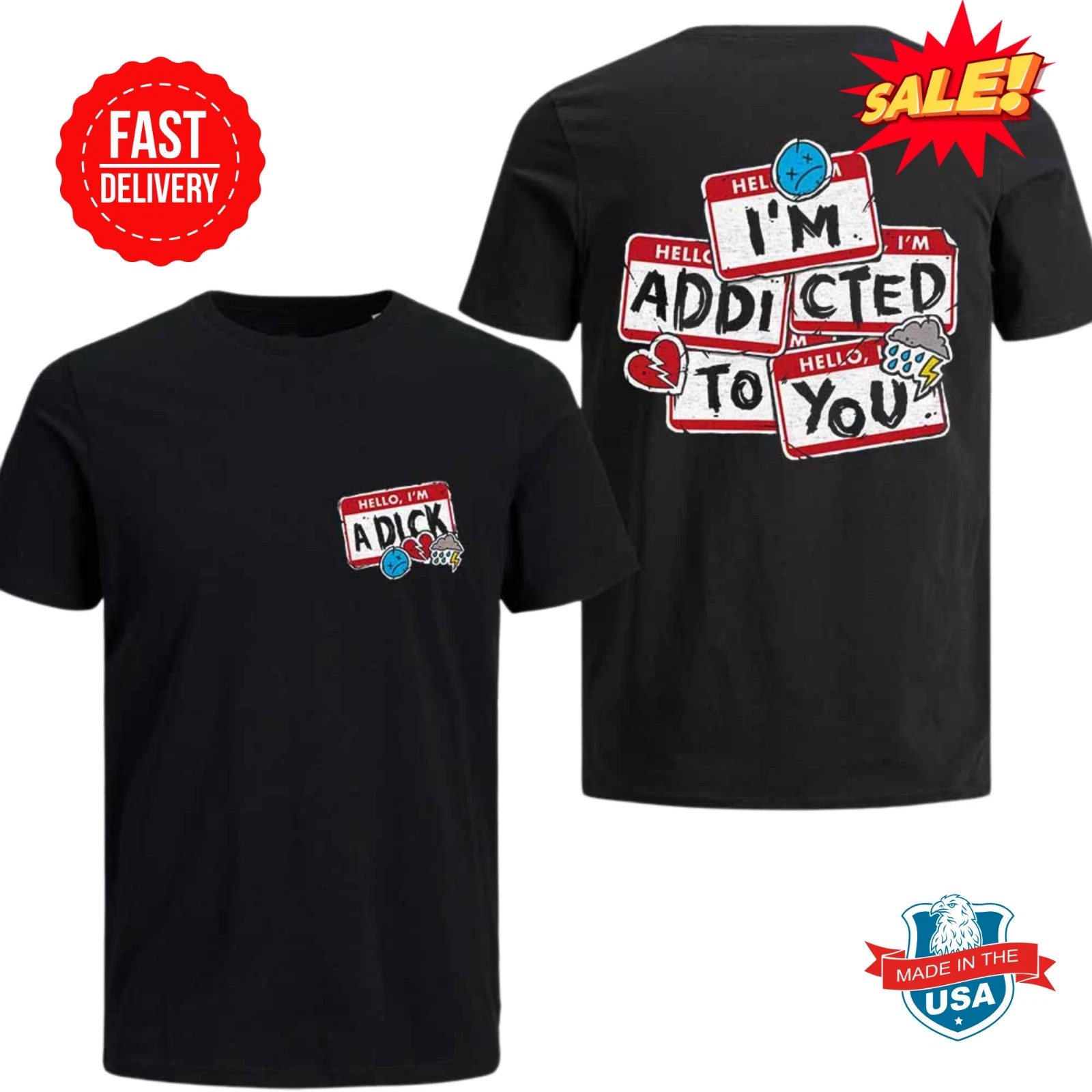 Simple Plan T-Shirt Reprint Hello I’m Addicted To You Lyric Tee Unisex S-4XL