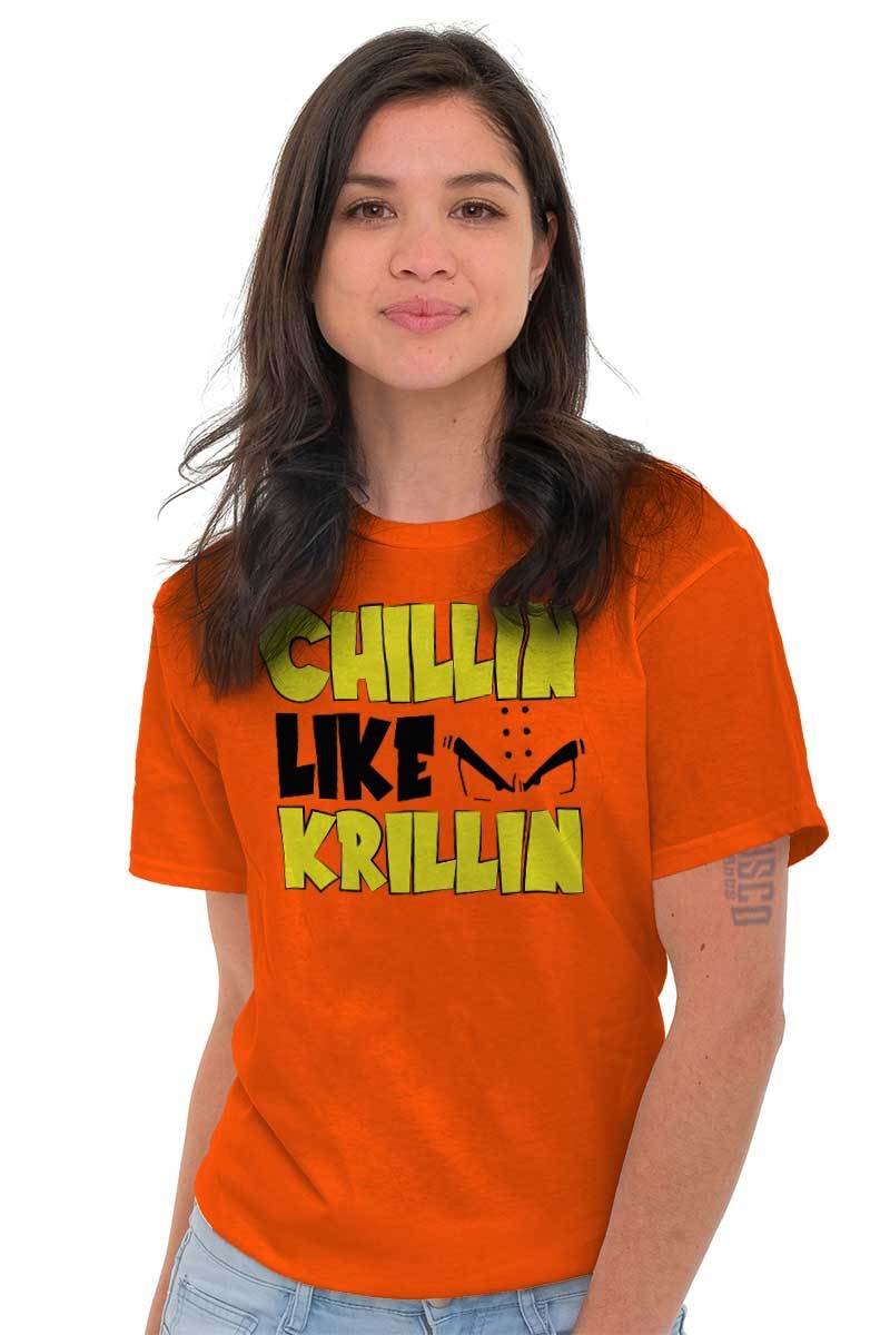 Chillin Like A Krillin Funny Anime Manga pun Womens or Mens Crewneck T Shirt Tee