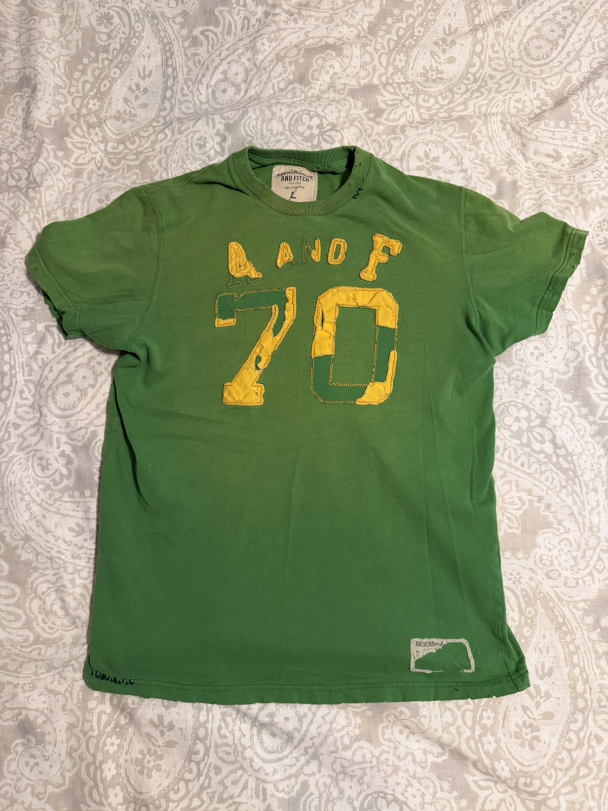 Vintage Y2K Abercrombie & Fitch Shirt Mens Large Green Faded Muscle 🔥🔥
