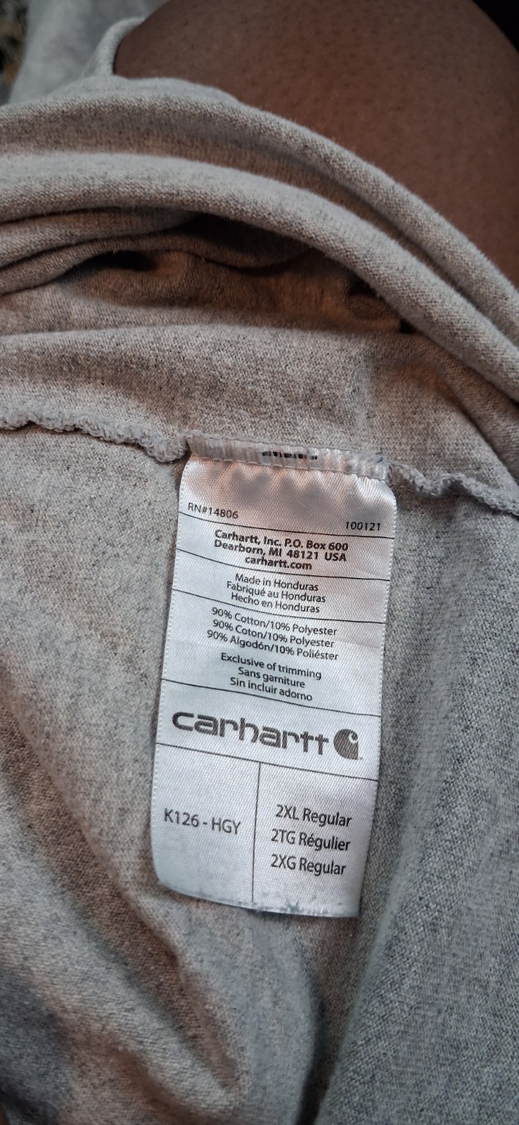 Carhartt Men’s Gray Long Sleeve Cotton Jersey Pocket T-Shirt 2XL Loose Fit