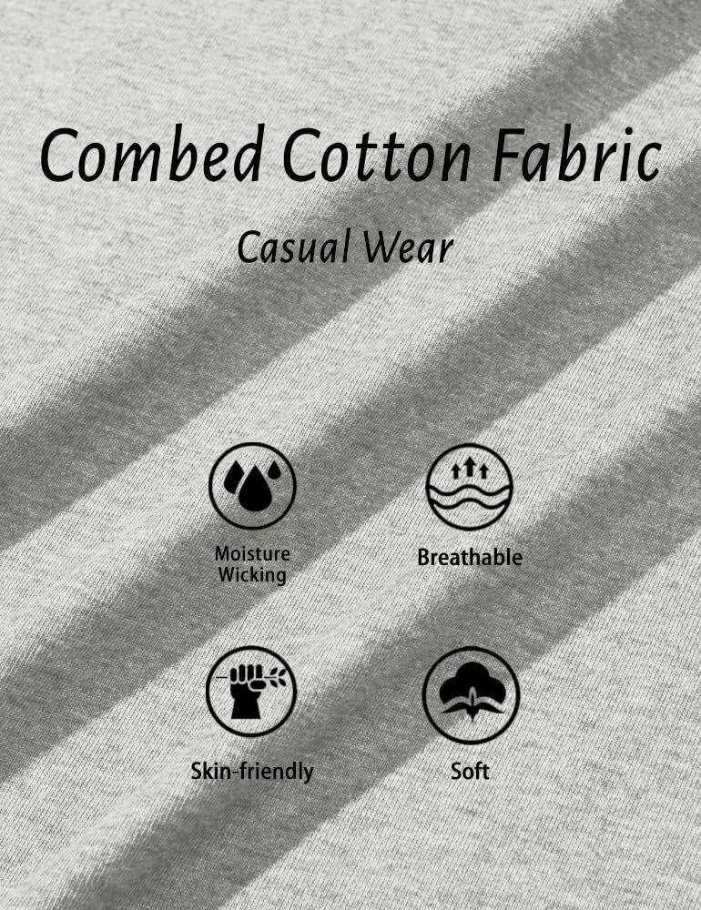 Men’s Casual Cotton Shirts Long Sleeve Crewneck Quick Dry Sport Plain T-Shirts