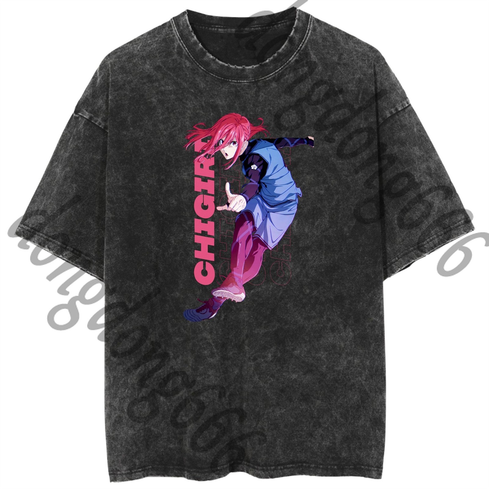 VINTAGE Washed T-shirt BLUE LOCK Cosplay Fashion Short Sleeves Tee Gift #11