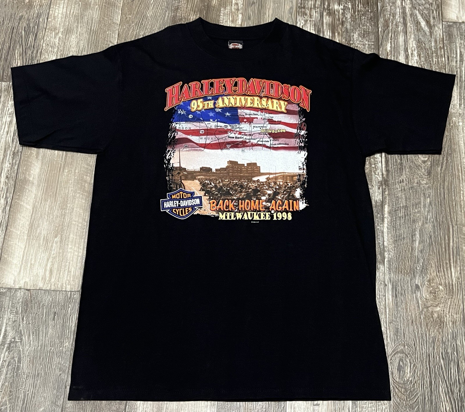 Vintage Harley Davidson Shirt 1998 Milwaukee 95th Anniversary Men XL Made In USA