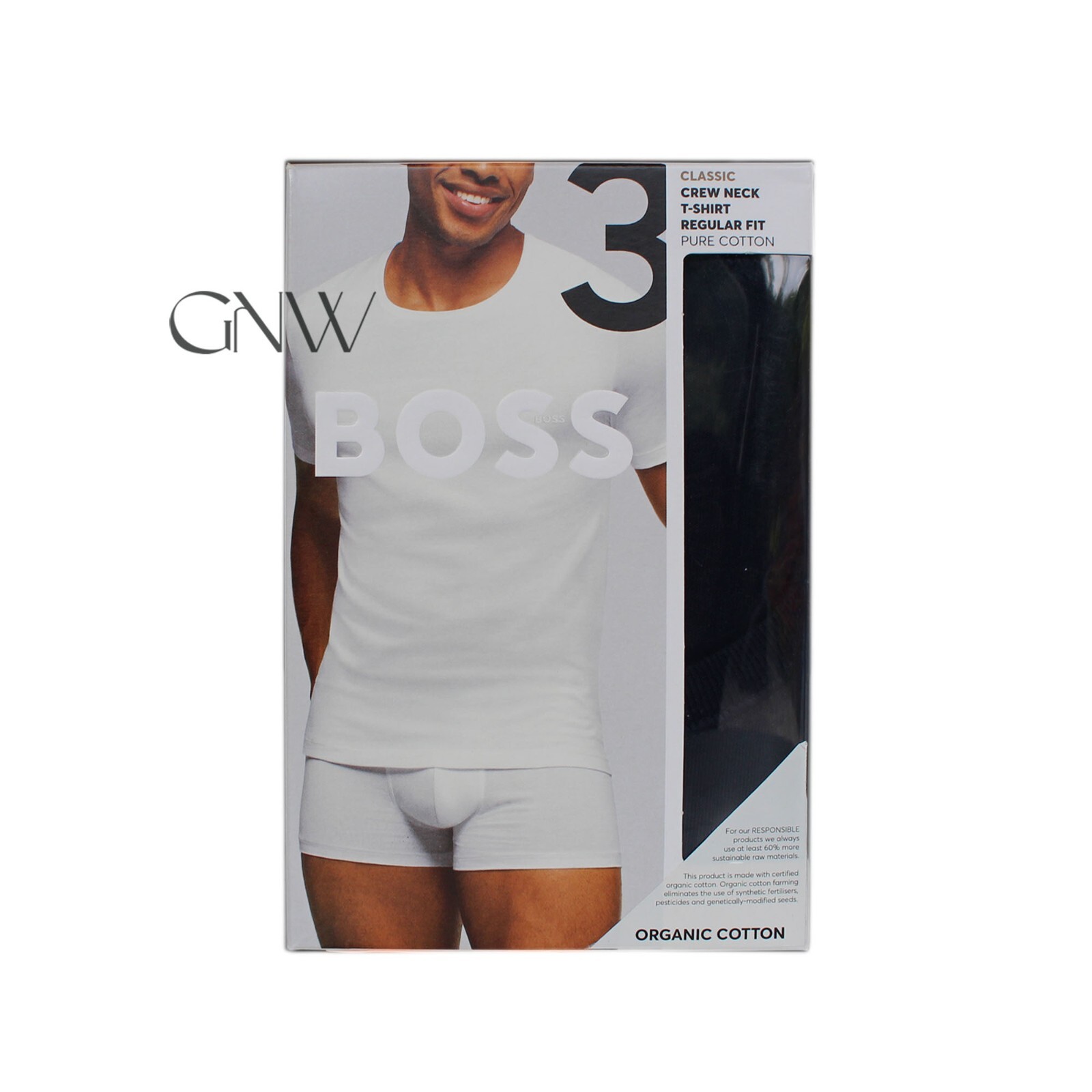 BOSS MEN CREW NECK SS LOGO T SHIRT 3 PACK ORGANIC COTTON Colour BLUES Was £45