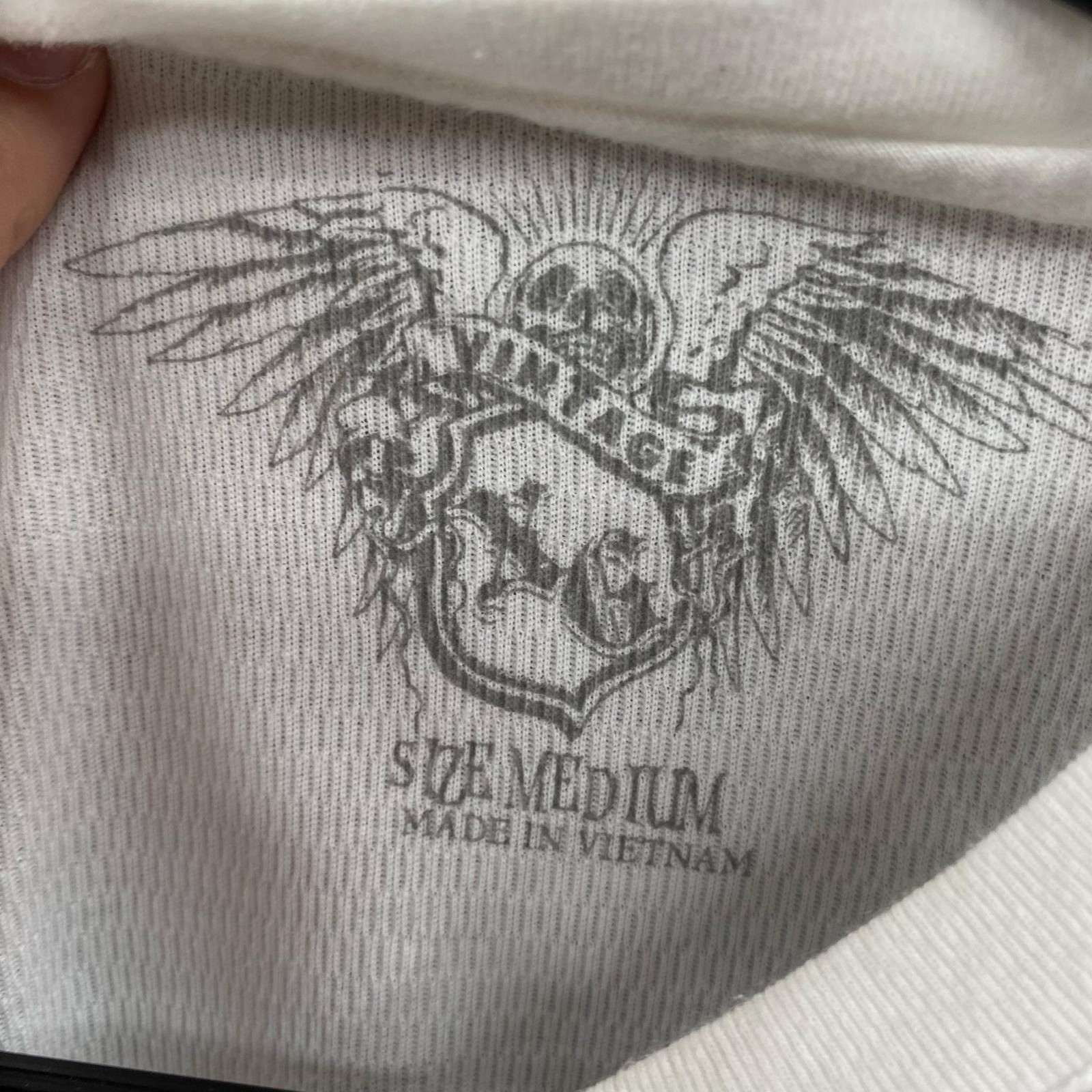 VINTAGE Xtreme Gear Shirt Mens Medium White Thermal Skull Wings Graphic Y2K 00s