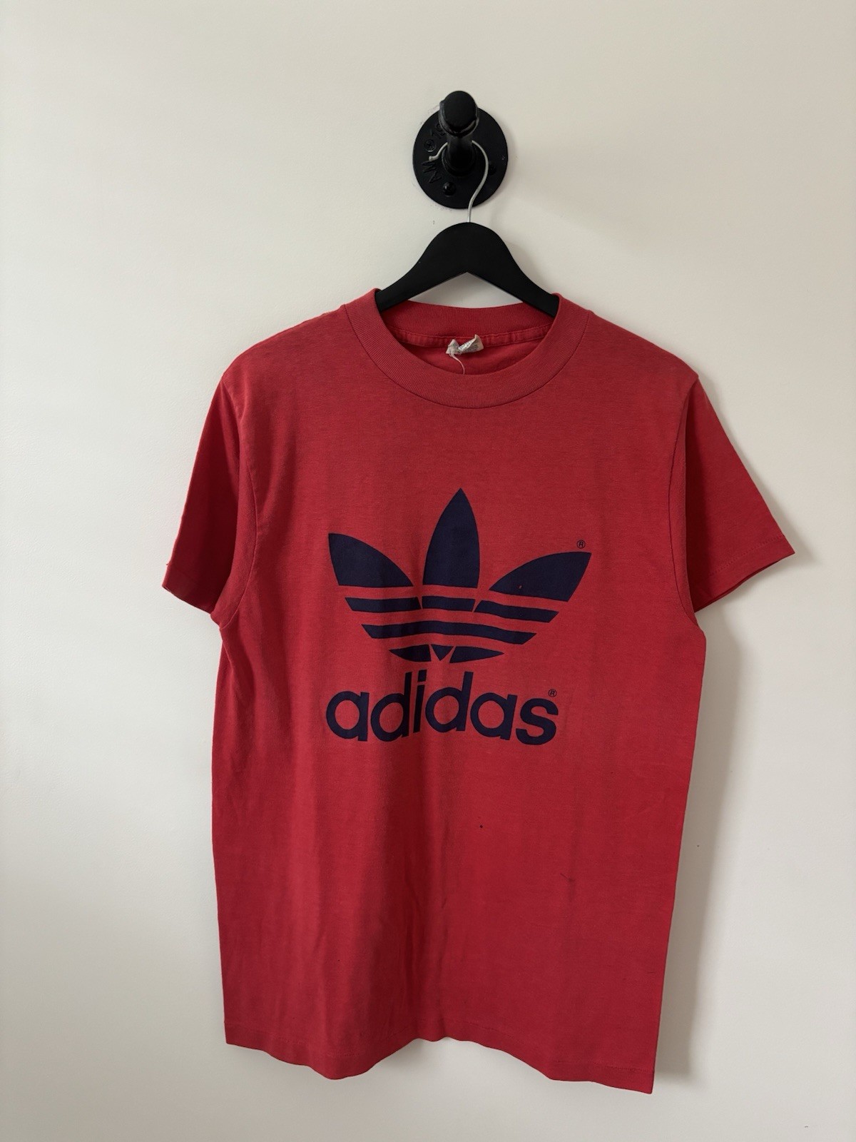 Vintage Adidas Shirt Mens Large Red 80s Fade Promo Double Sided