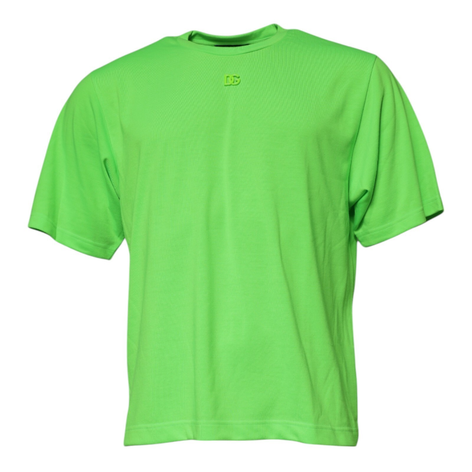 DOLCE & GABBANA T-shirt Green Logo Polyester Crew Neck Men IT48/US38/M 600usd