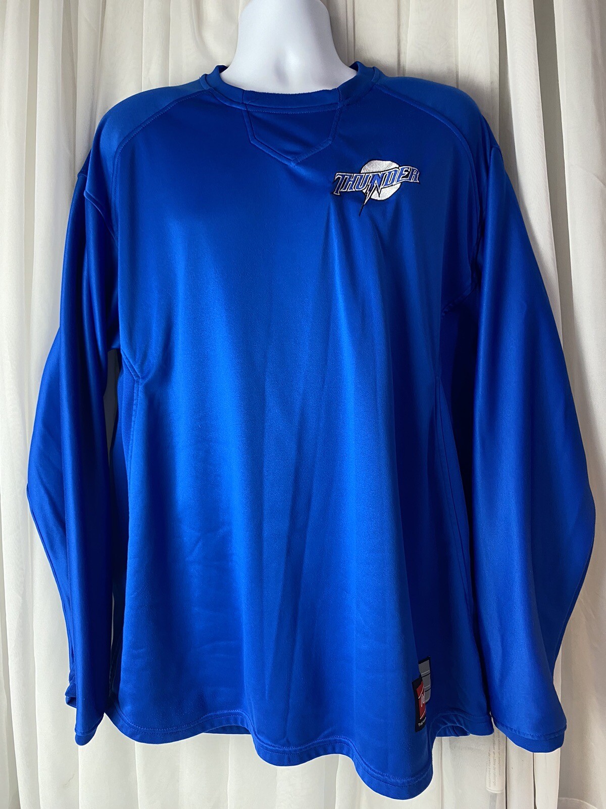 Rawlings Thunder Mens Size XL Baseball Warmup Shirt Thick Blue Long Sleeve