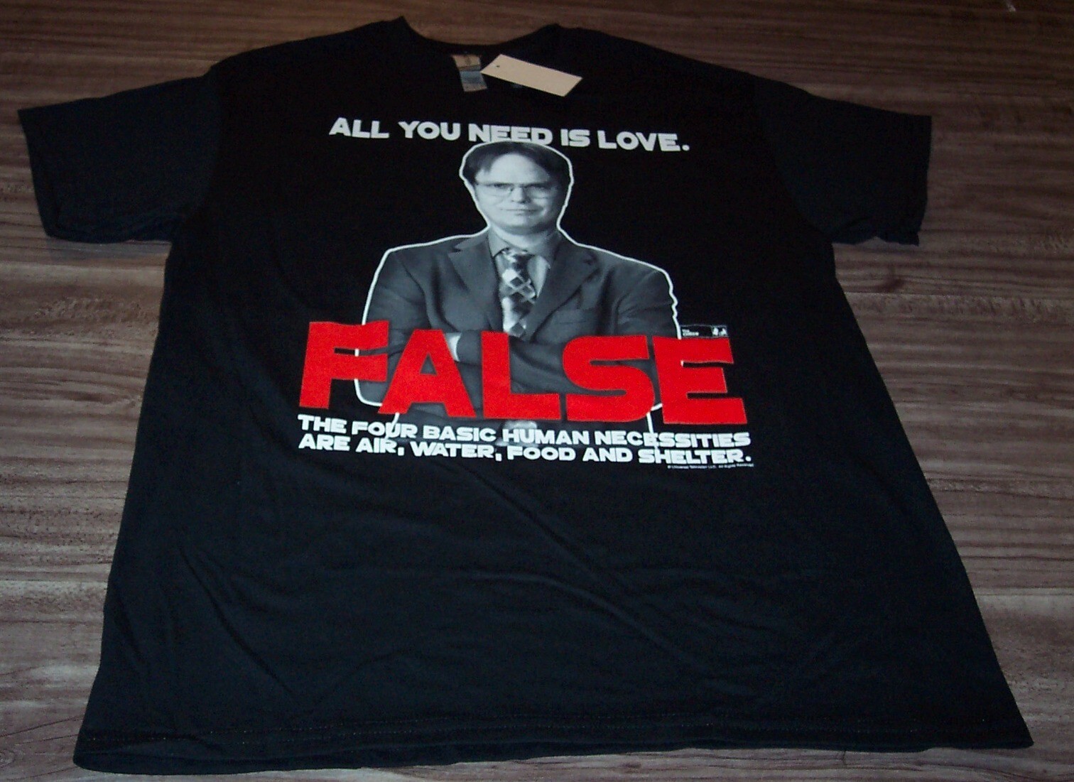 THE OFFICE Dwight Schrute FALSE T-Shirt SMALL NEW w/ TAG Love Is All You Need