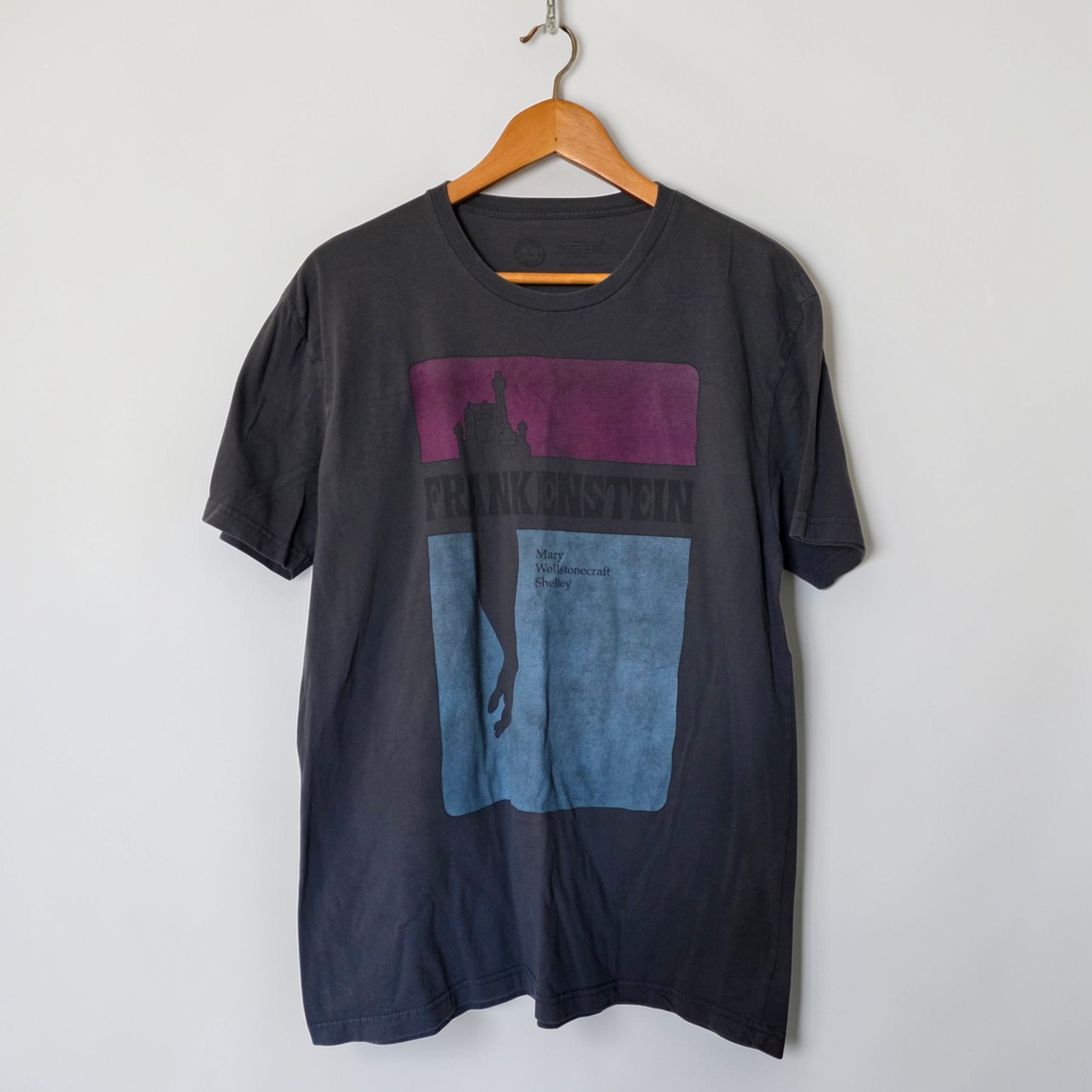 Frankenstein Mary Shelley Graphic Tee Mens Large Gray Gothic Horror Shirt Y2K