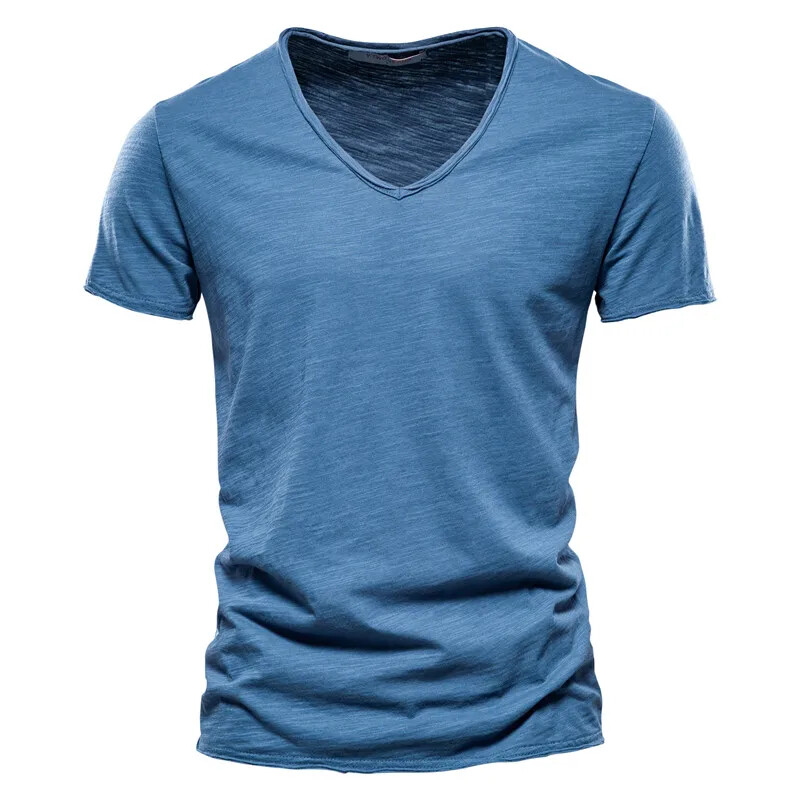 Men’s Slim Fit V-Neck Cotton T-Shirt | Lightweight Summer Tee | Casual Breathabl