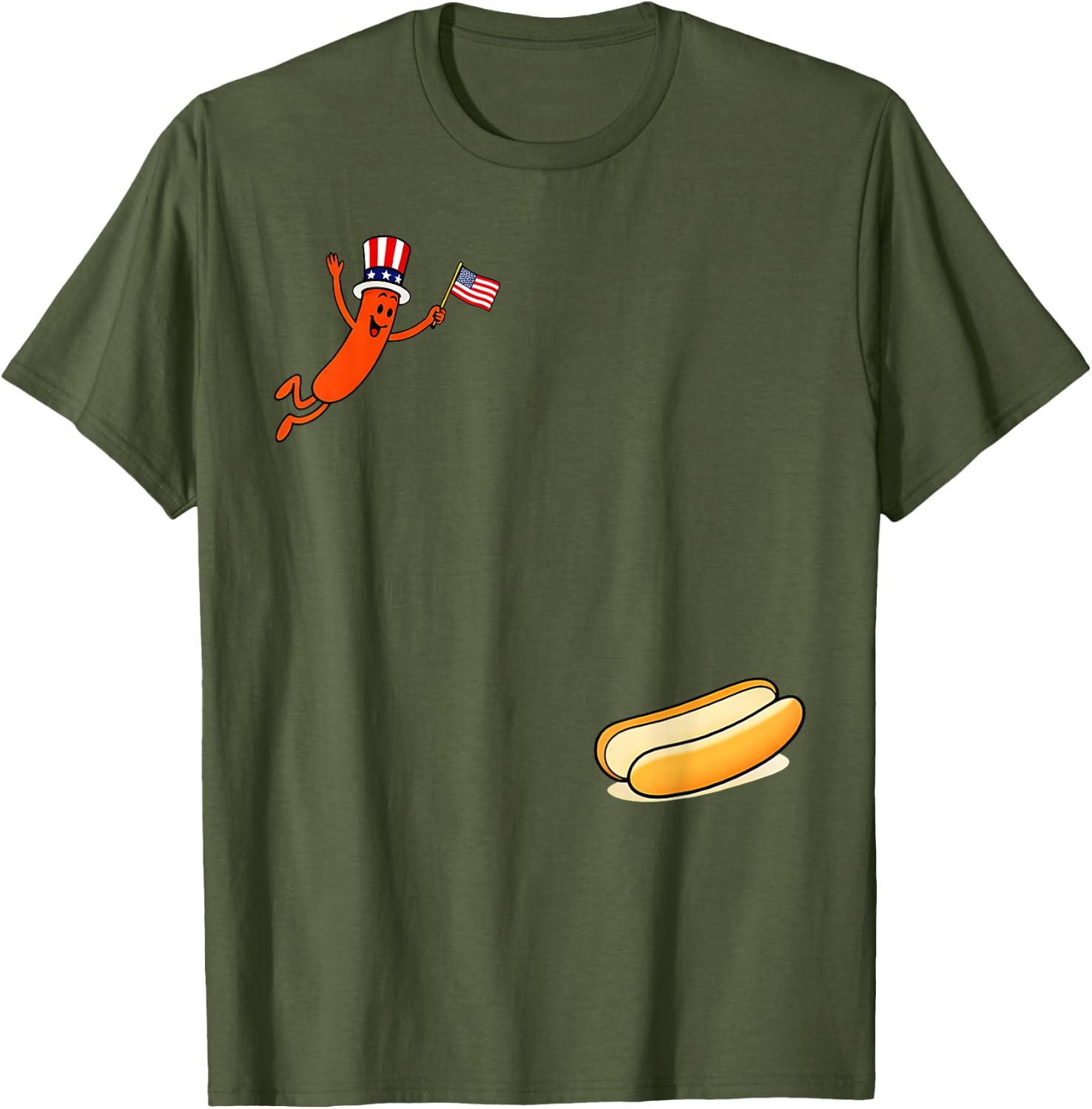 Hot Dog Freedom Dive T-Shirt Funny Uncle Sam Patriotic 4th of July Graphic Tee