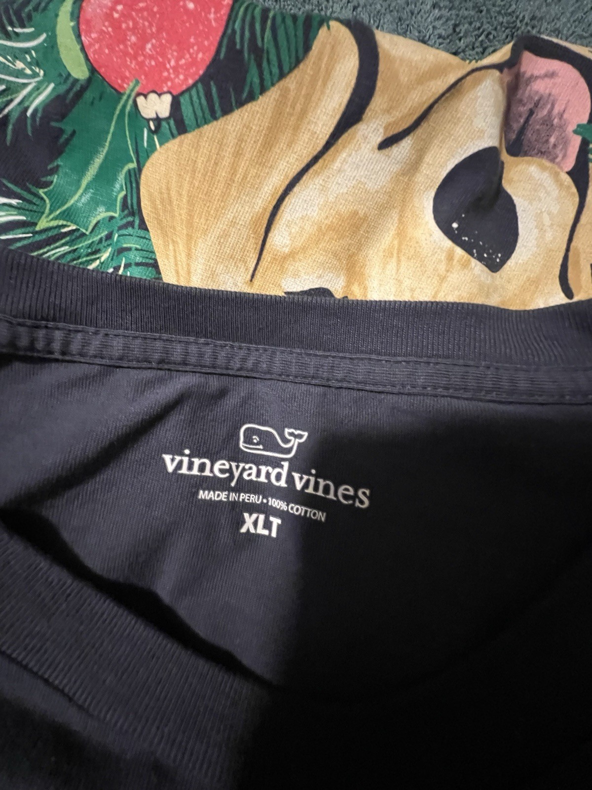 Vineyard Vines Holiday Dog Graphic Classic Fit Crew Neck Pocket T-Shirt XLT