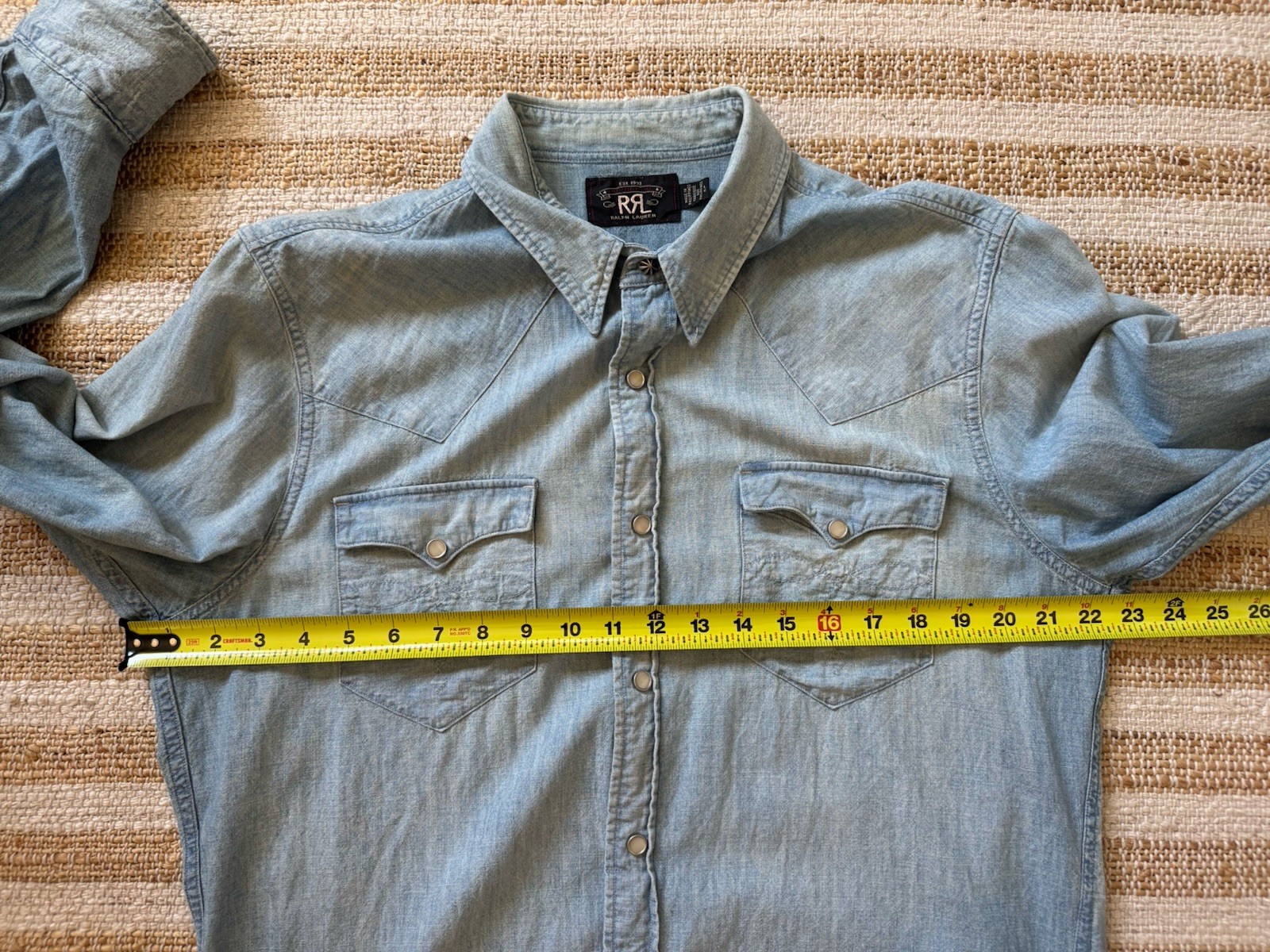 Double RL RRL Polo Ralph Lauren Western Chambray Snap Shirt Large