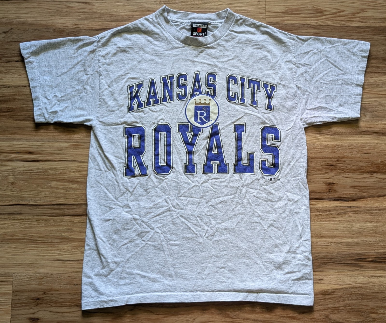 Vtg 90s Kansas City Royals T Shirt Signal Sport Mens L Gray 1997 Baseball MLB