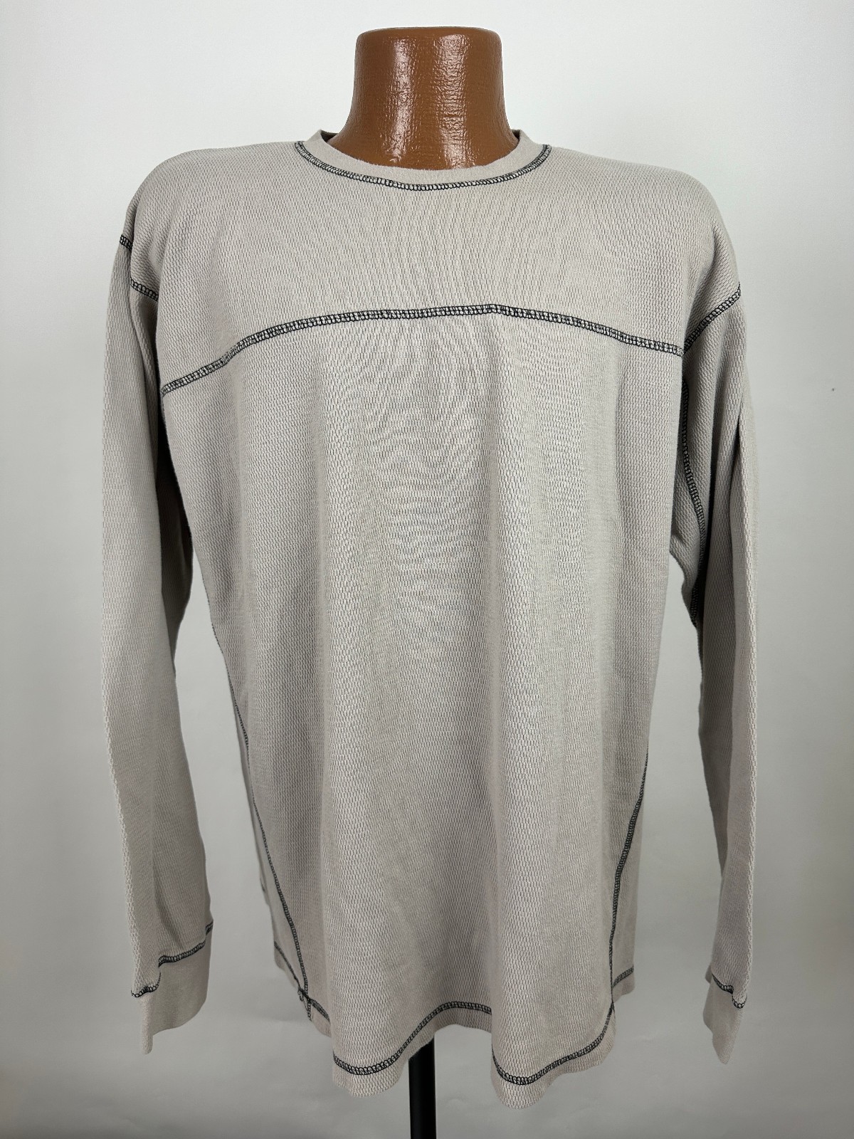 Vintage 90s Waffle-Knit Shirt XXL Tight Fit Contrast Stitch Heavy Cotton MOST
