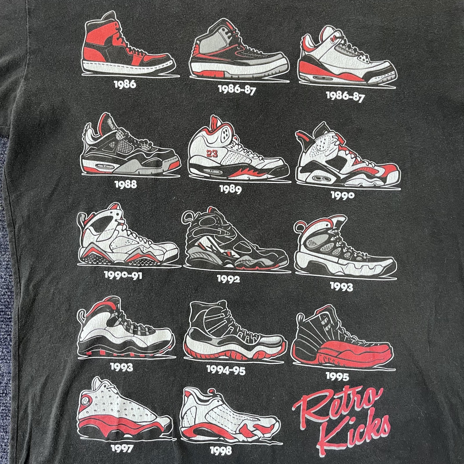 Retro Kicks Shirt Mens Large Sneakerhead Air Jordan Graphic Tee 80s 90s