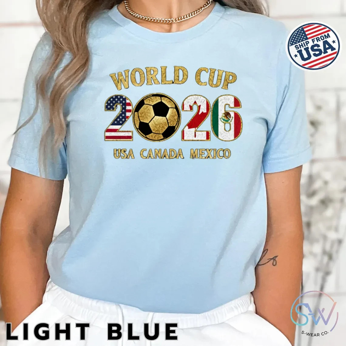 World Cup 2026 USA Canada Mexico Soccer Graphic T-Shirt Football Fan Tee Black