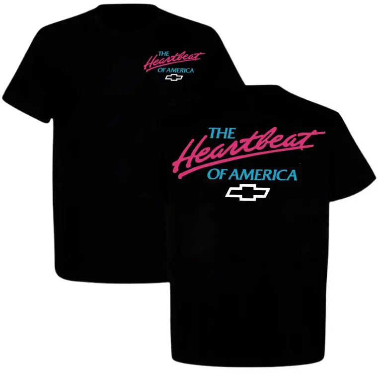 The Heartbeat of America Chevy Retro Neon Graphic Tee T-Shirt 2 Side