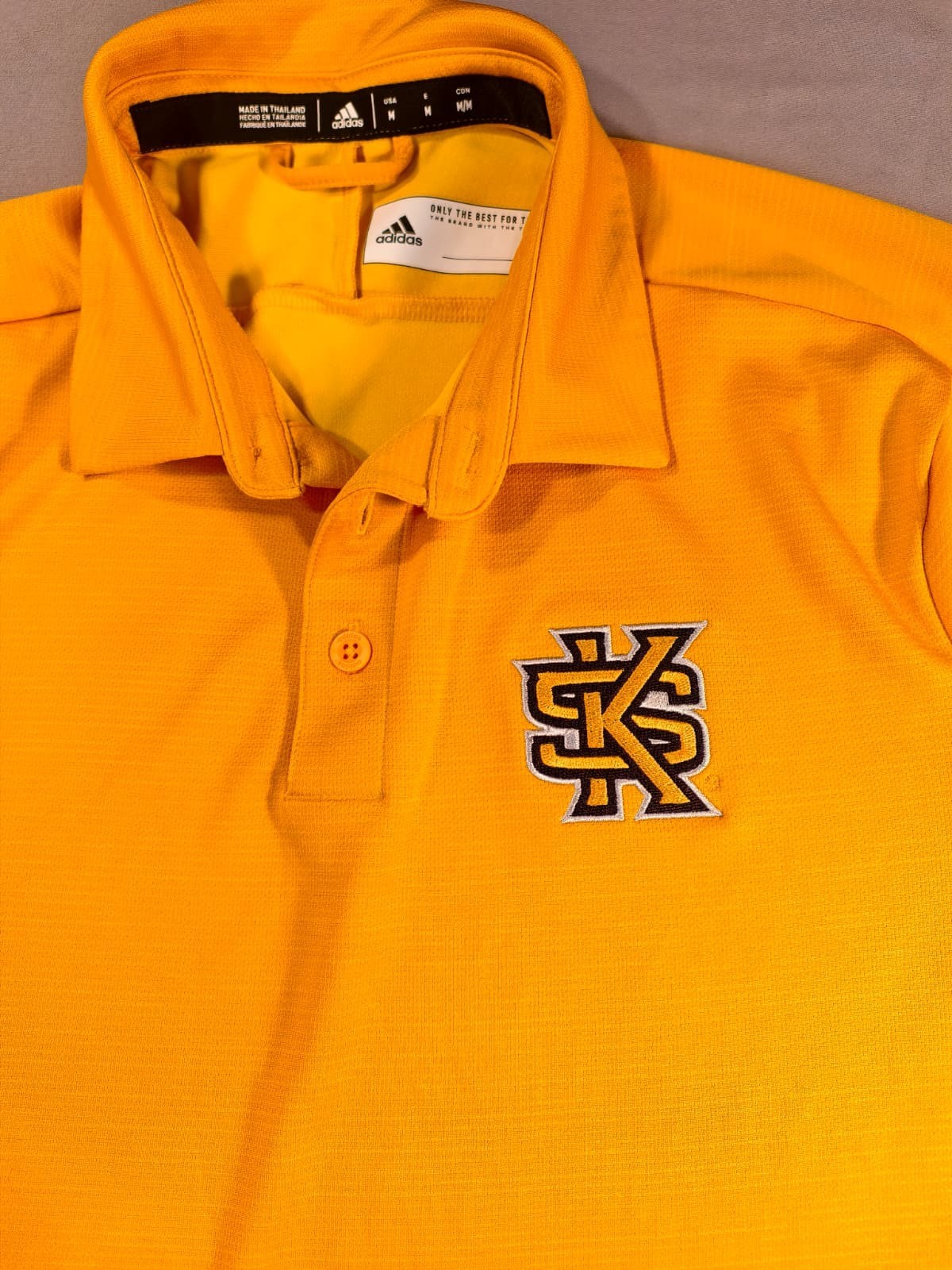 Mens Adidas Notre Dame Polo Size Medium Yellow Gold Short Sleeve Performance Top