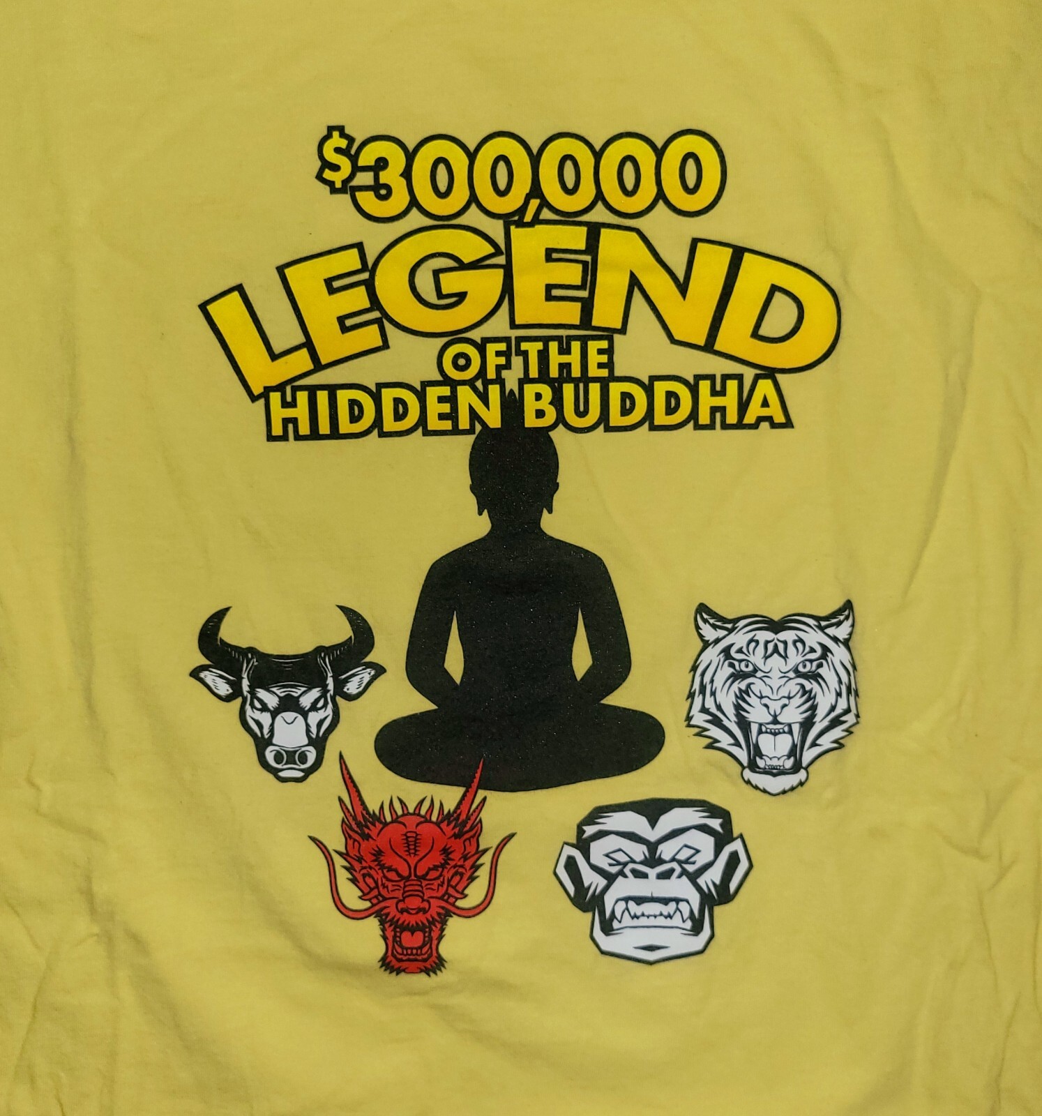 $300,000 Legend of The Hidden Buddha Men’s X-Large Yellow T-shirt Port & Company
