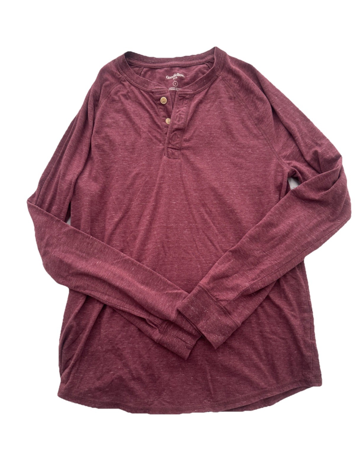 Mens Medium Goodfellow & Co Men Royal Burgundy Henley Long Sleeve Shirt