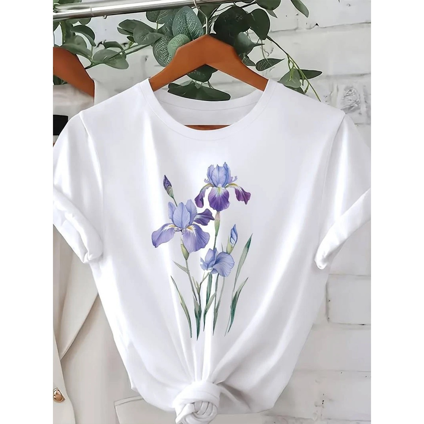 Women’s Round-neck Short-sleeve T-shirt Butterfly Print Casual Fashion T-shirt √