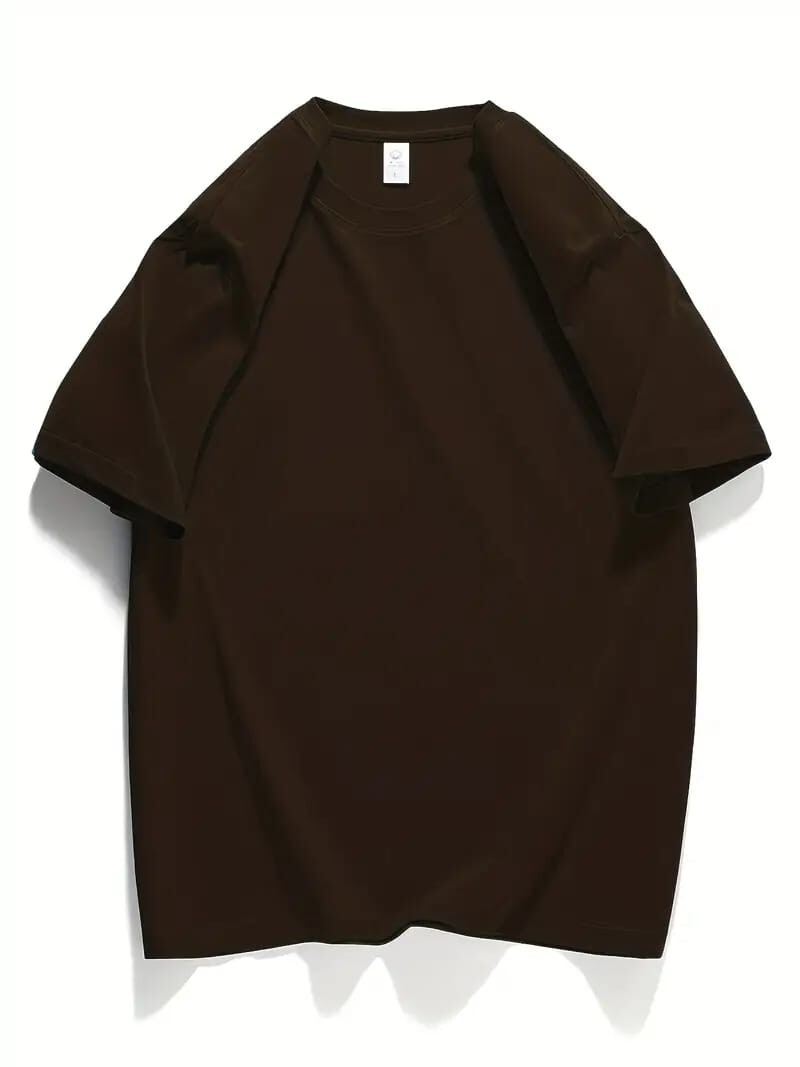 Men’s Classic Solid Plain Cotton Round Hem Scallop Essentials Tshirt S-2XL
